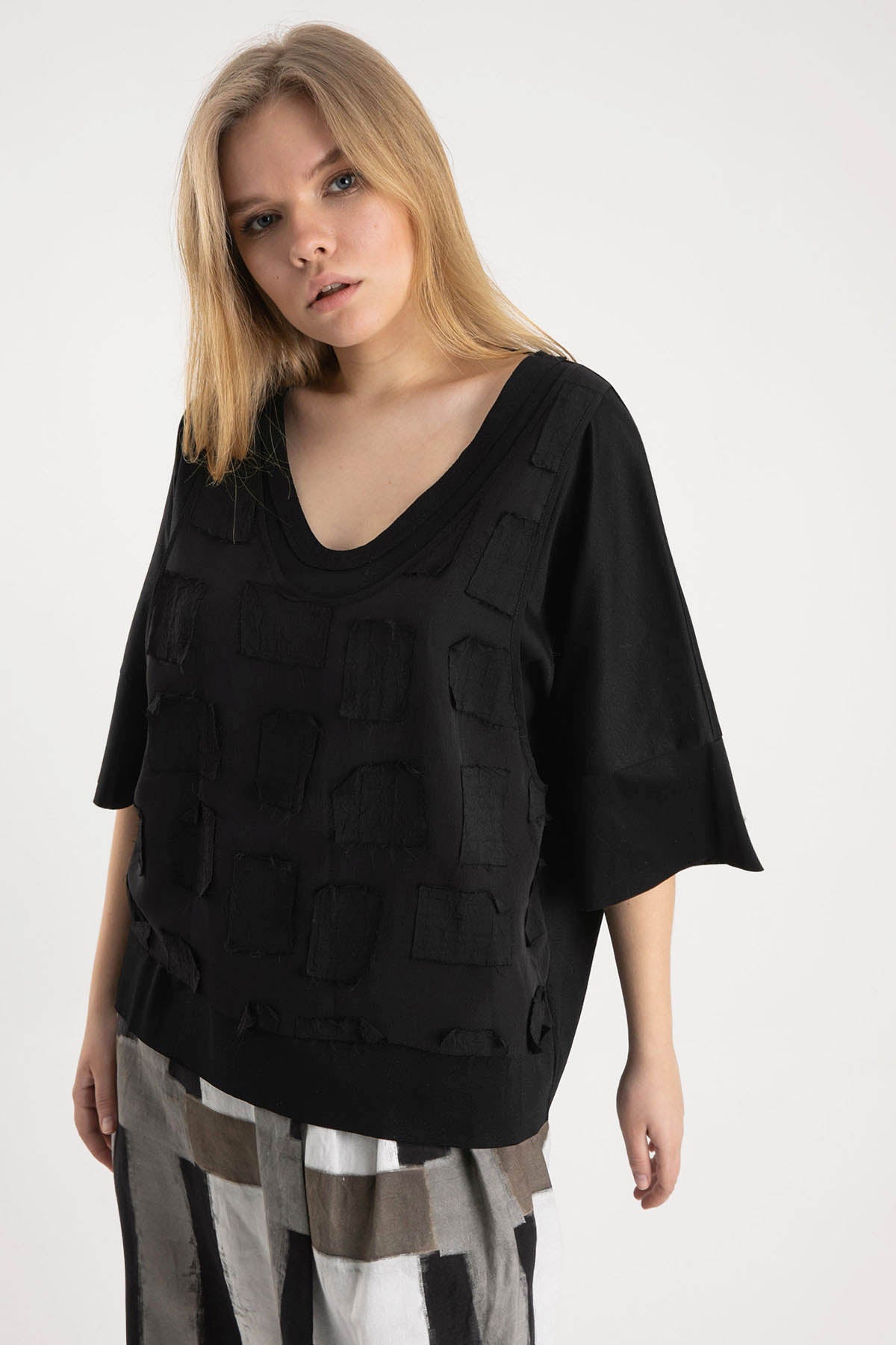 Crea Concept Yama Detaylı Yarım Kollu Bluz-Libas Trendy Fashion Store