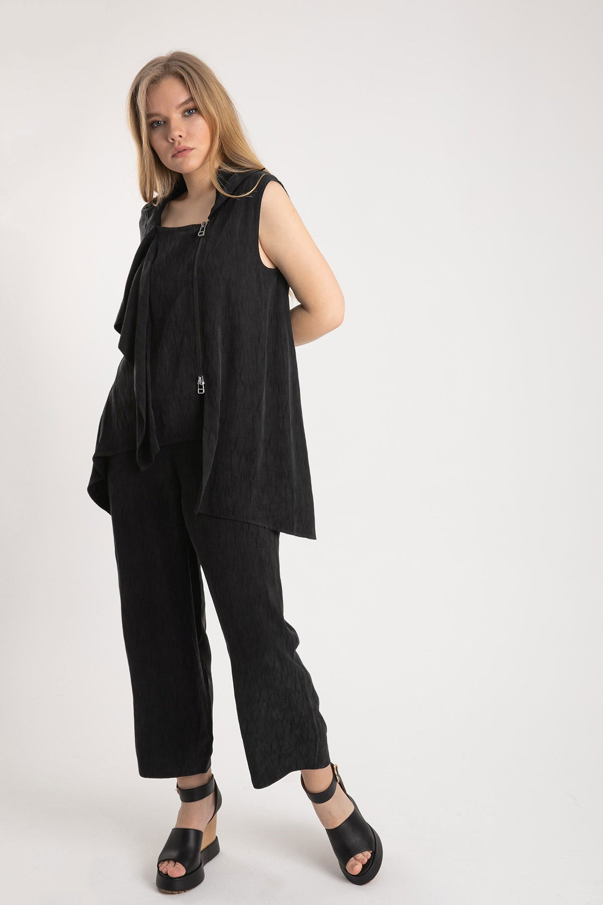 Crea Concept Fermuarlı Asimetrik Yelek-Libas Trendy Fashion Store