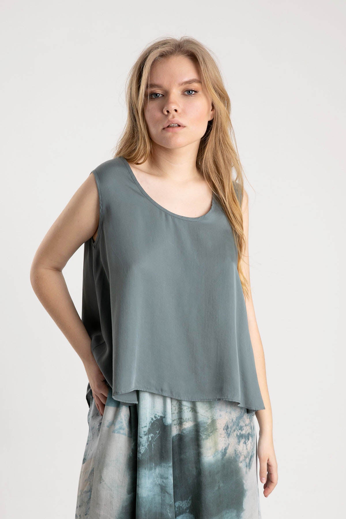 Crea Concept Yuvarlak Yaka Kolsuz Bluz-Libas Trendy Fashion Store