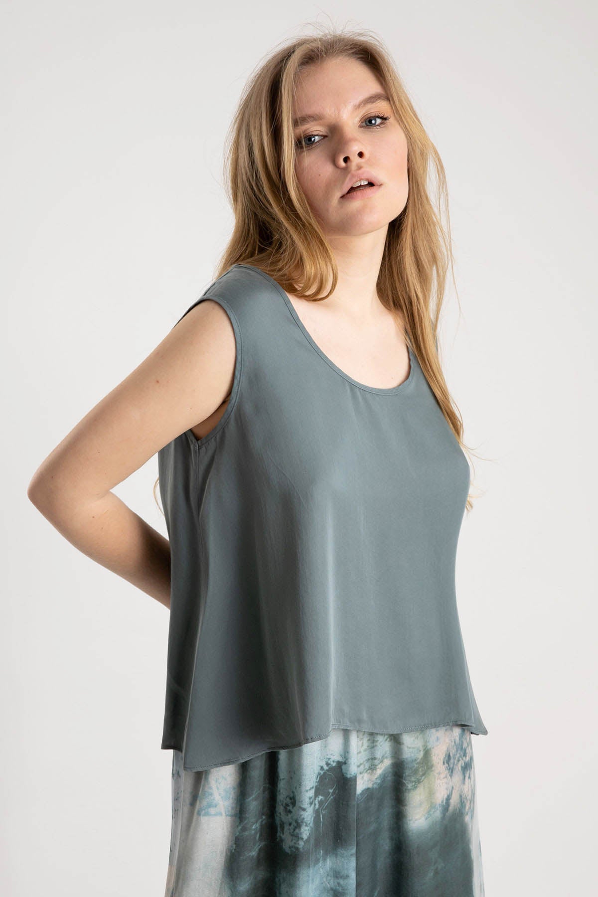 Crea Concept Yuvarlak Yaka Kolsuz Bluz-Libas Trendy Fashion Store