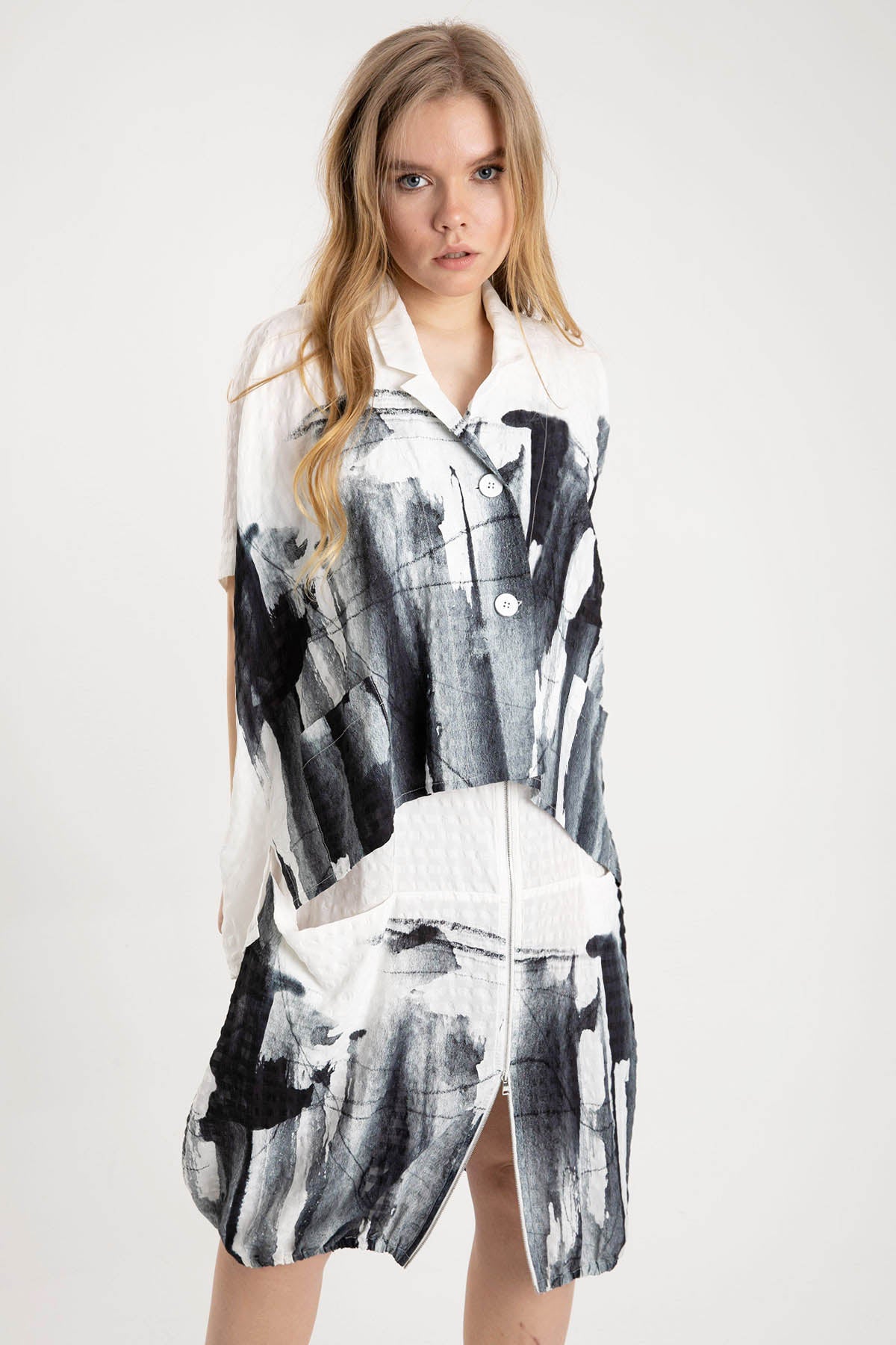 Crea Concept Kamp Yaka Kısa Kollu Ceket-Libas Trendy Fashion Store