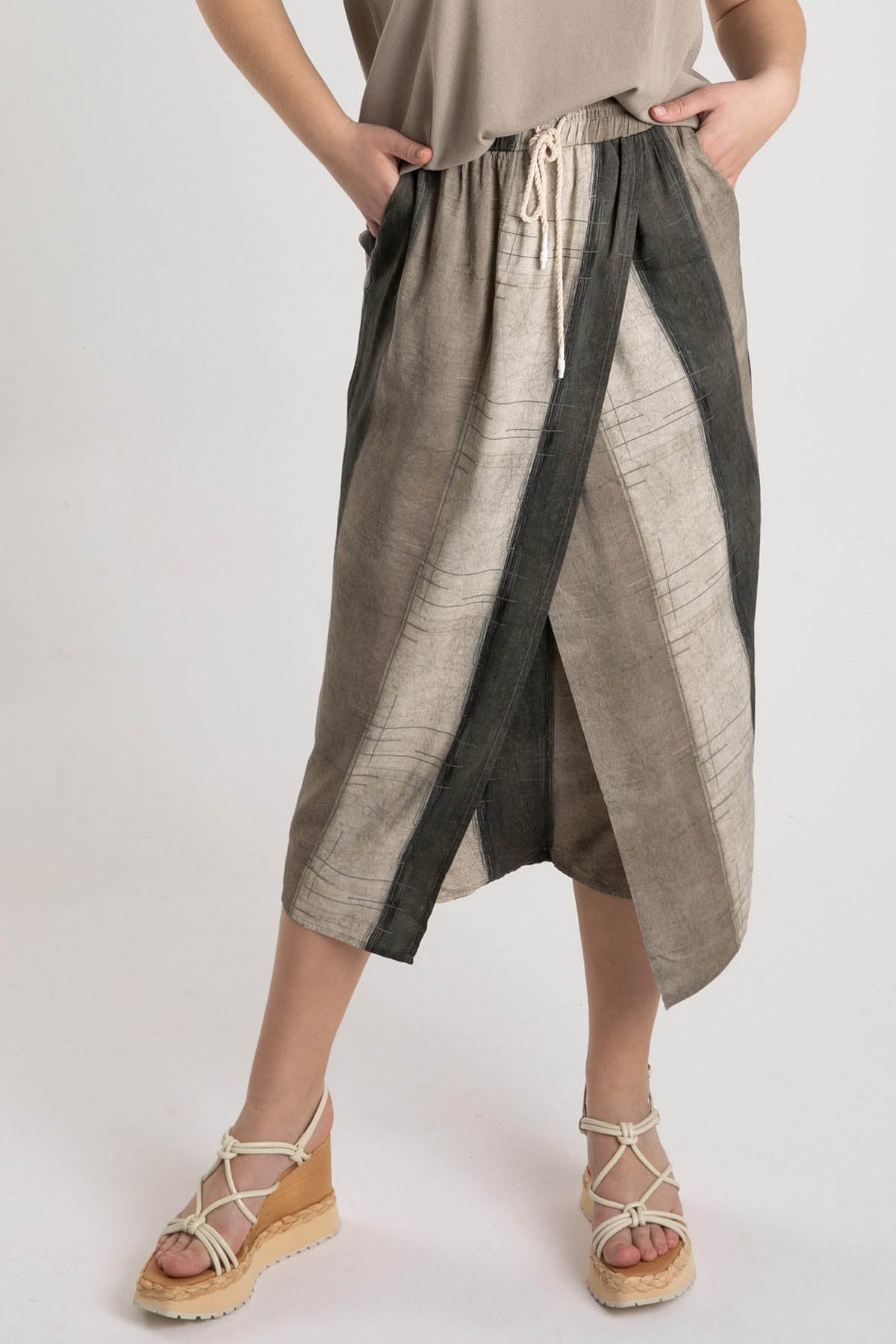 Crea Concept Beli Lastikli Kruvaze Midi Etek-Libas Trendy Fashion Store