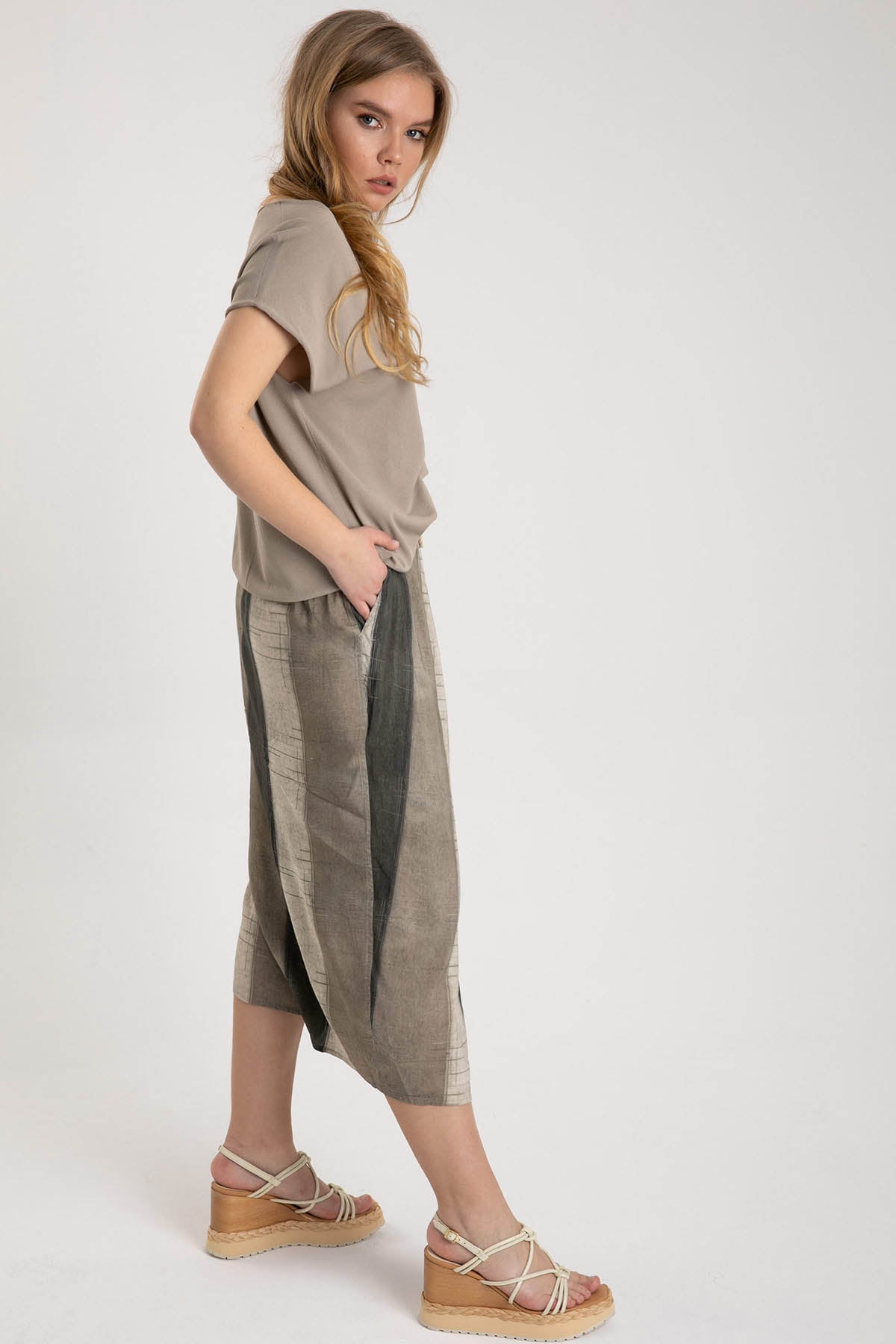 Crea Concept Beli Lastikli Kruvaze Midi Etek-Libas Trendy Fashion Store