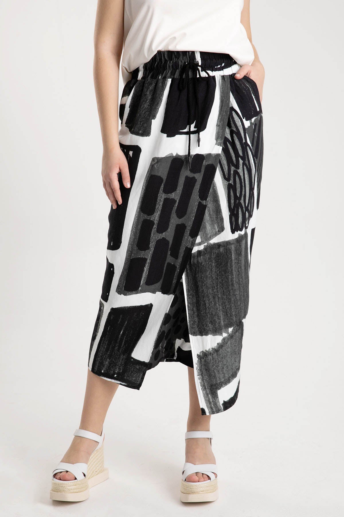 Crea Concept Beli Lastikli Kruvaze Midi Etek-Libas Trendy Fashion Store