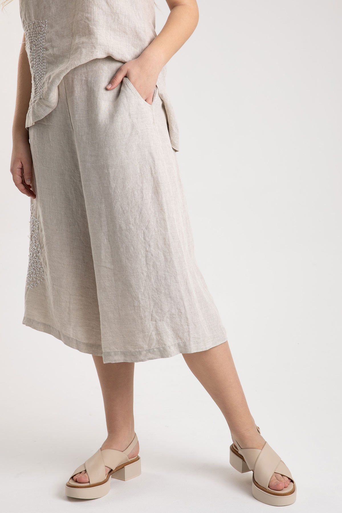 Crea Concept Crop Paça Keten Pantolon-Libas Trendy Fashion Store