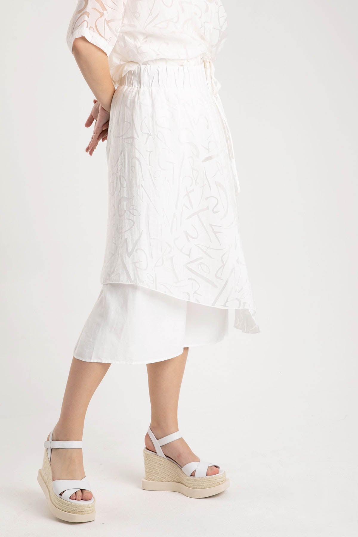 Crea Concept Yakma Desenli Beli Lastikli Pantolon-Libas Trendy Fashion Store