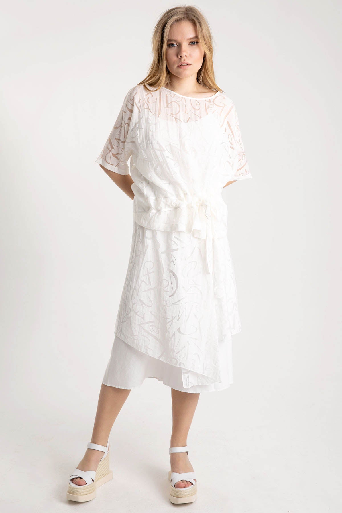 Crea Concept Yakma Desenli Beli Lastikli Pantolon-Libas Trendy Fashion Store