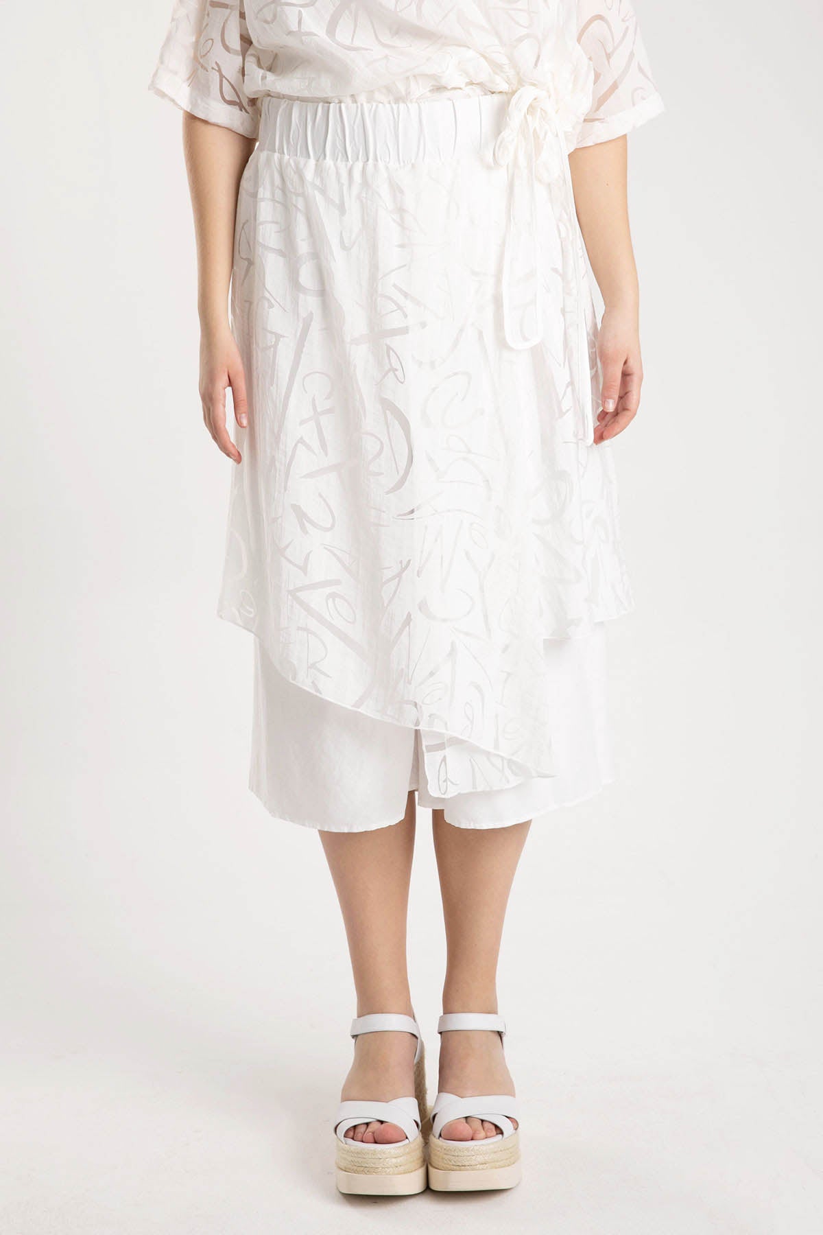 Crea Concept Yakma Desenli Beli Lastikli Pantolon-Libas Trendy Fashion Store