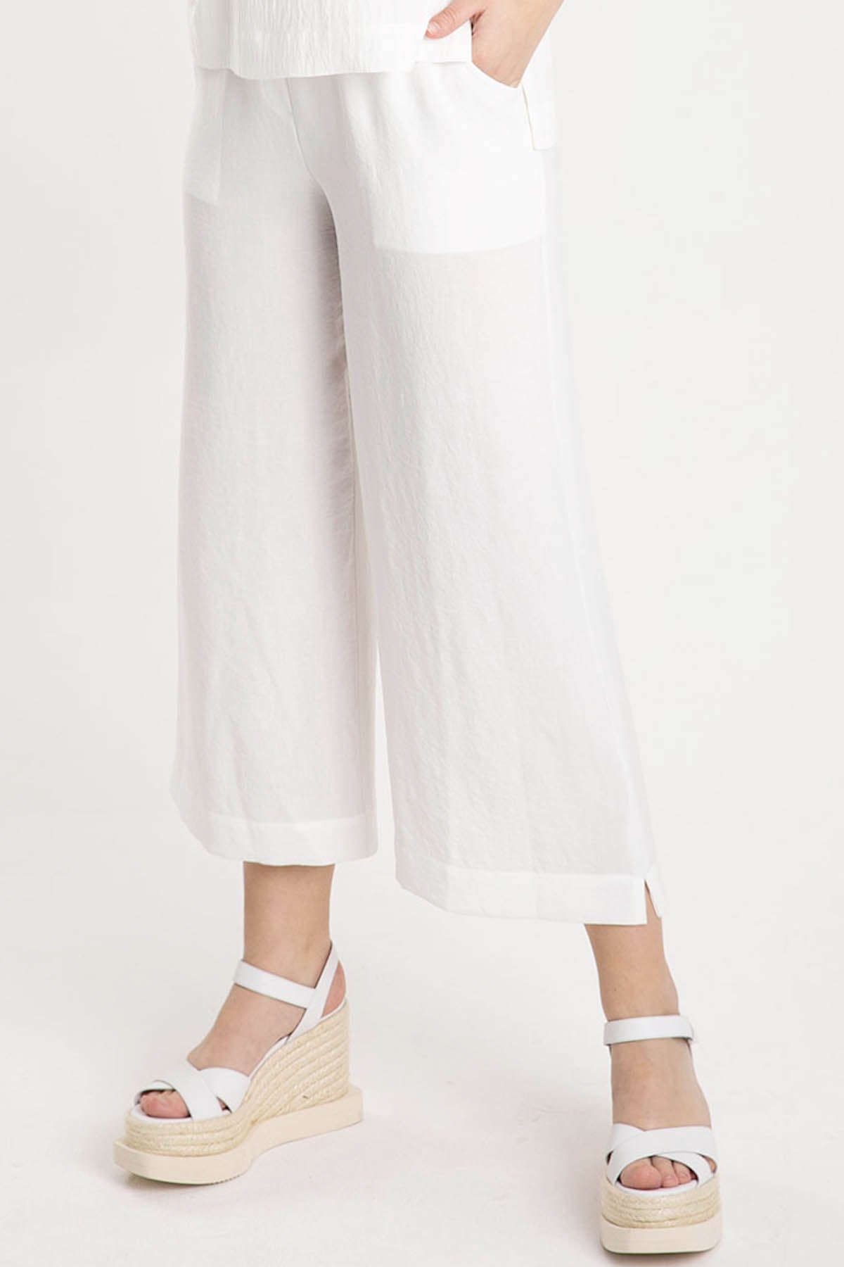 Crea Concept Beli Lastikli Geniş Crop Paça Pantolon-Libas Trendy Fashion Store