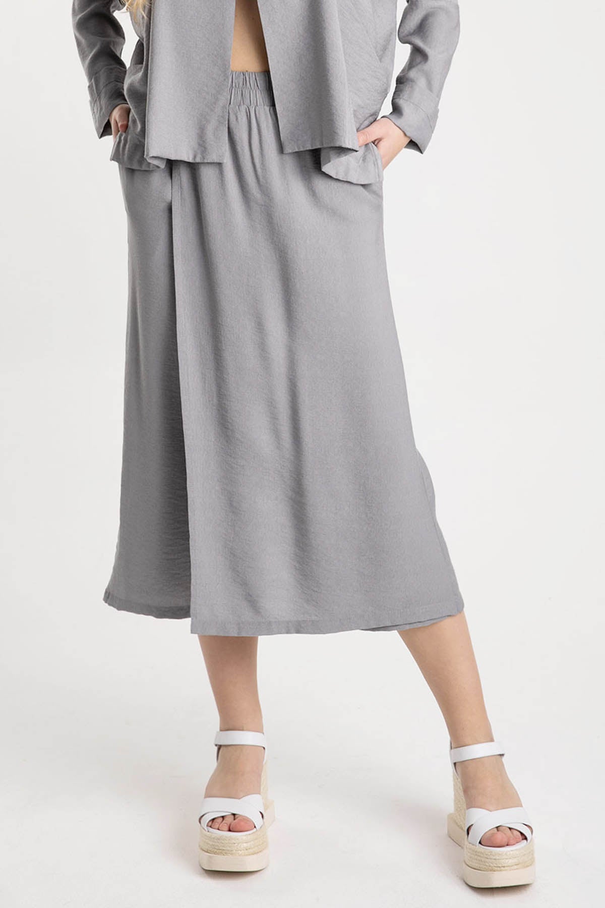 Crea Concept Beli Lastikli Crop Pantolon-Libas Trendy Fashion Store