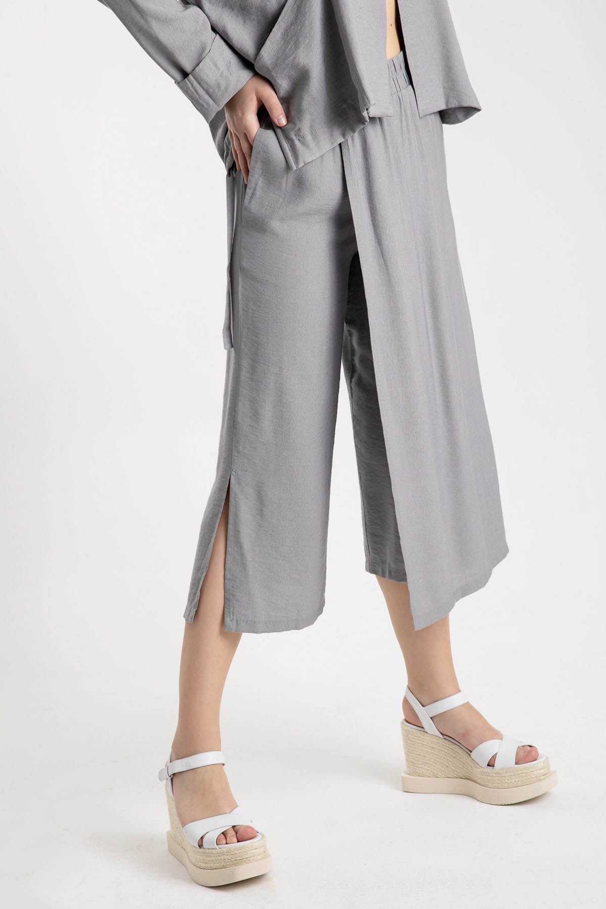 Crea Concept Beli Lastikli Crop Pantolon-Libas Trendy Fashion Store