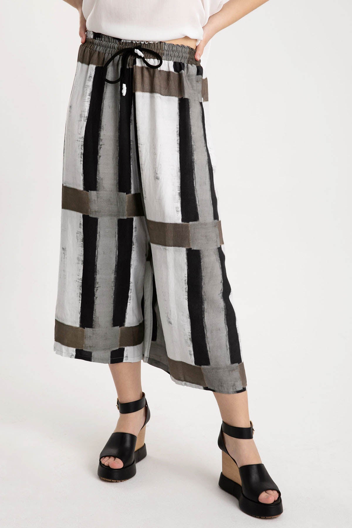 Crea Concept Beli Lastikli Crop Pantolon-Libas Trendy Fashion Store