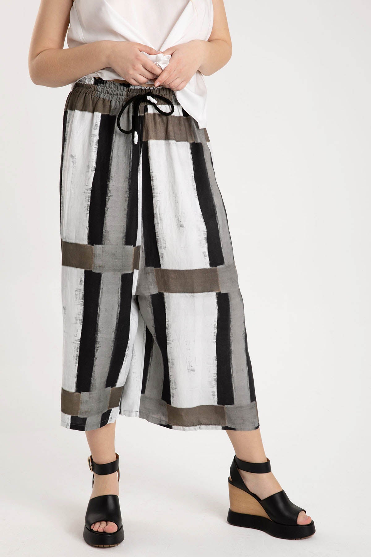 Crea Concept Beli Lastikli Crop Pantolon-Libas Trendy Fashion Store