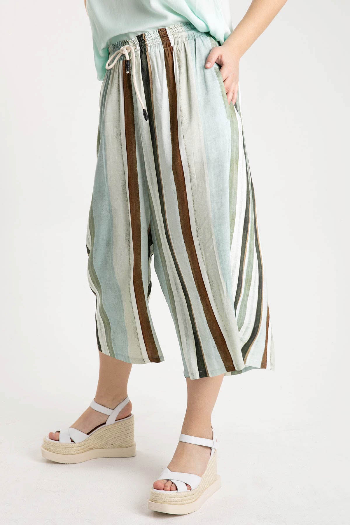 Crea Concept Beli Lastikli Crop Pantolon-Libas Trendy Fashion Store