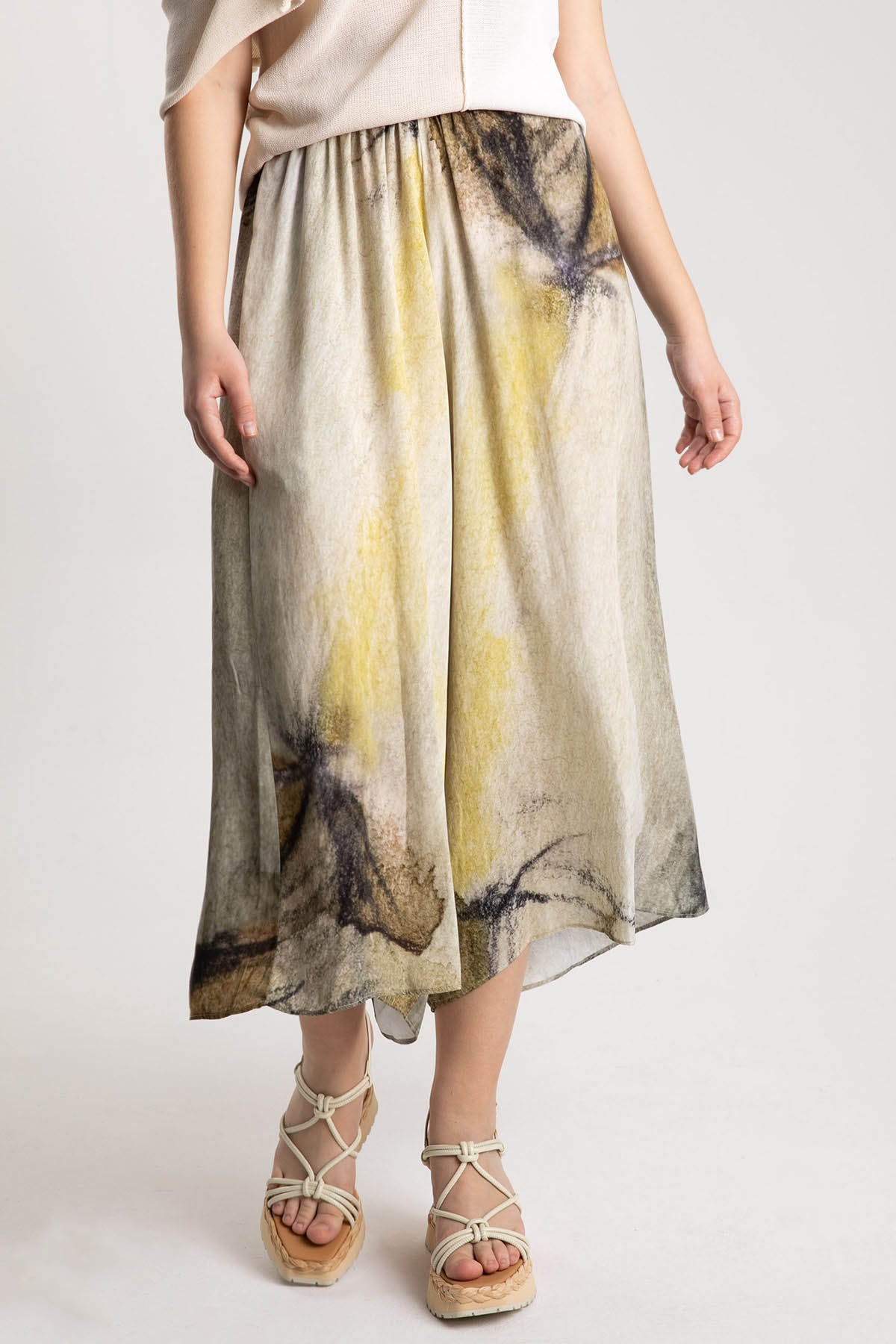 Crea Concept Beli Lastikli Geniş Crop Paçalı Pantolon-Libas Trendy Fashion Store