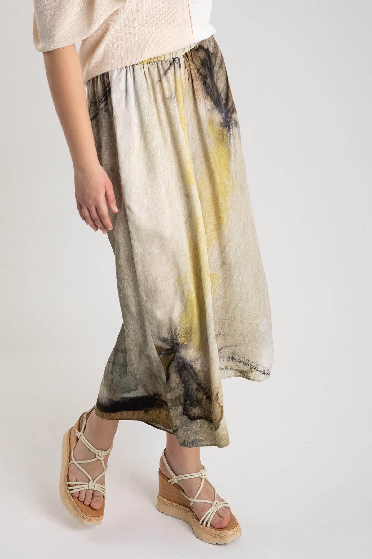 Crea Concept Beli Lastikli Geniş Crop Paçalı Pantolon-Libas Trendy Fashion Store