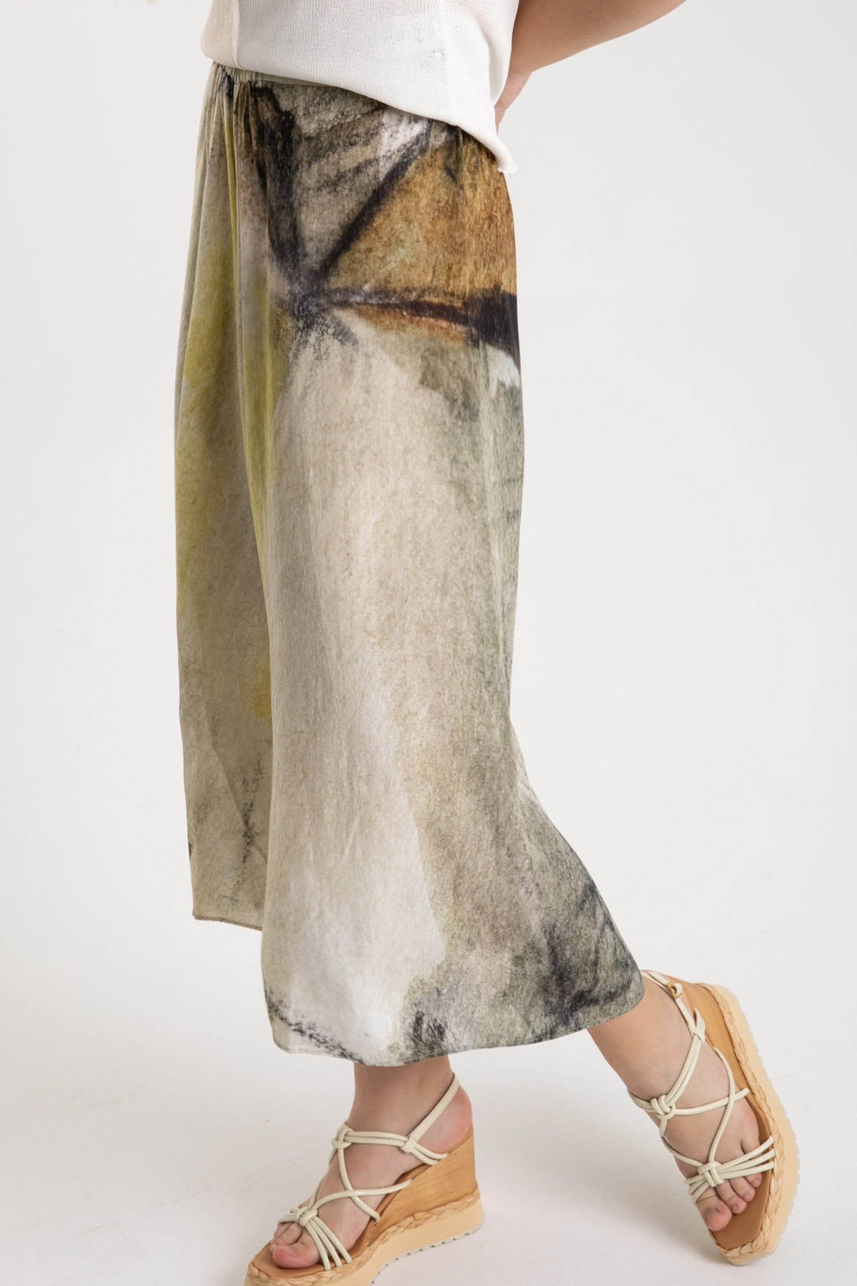 Crea Concept Beli Lastikli Geniş Crop Paçalı Pantolon-Libas Trendy Fashion Store