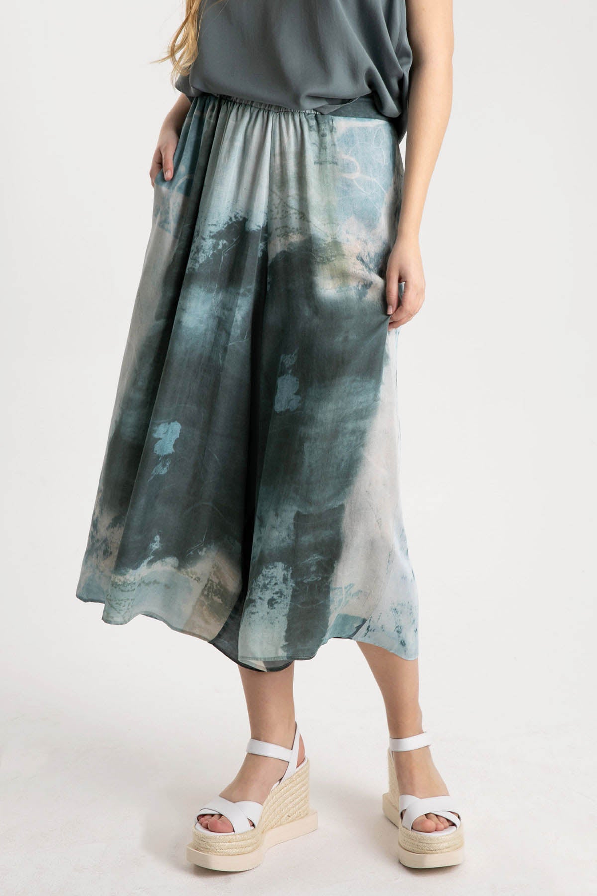 Crea Concept Beli Lastikli Geniş Crop Paça Pantolon-Libas Trendy Fashion Store