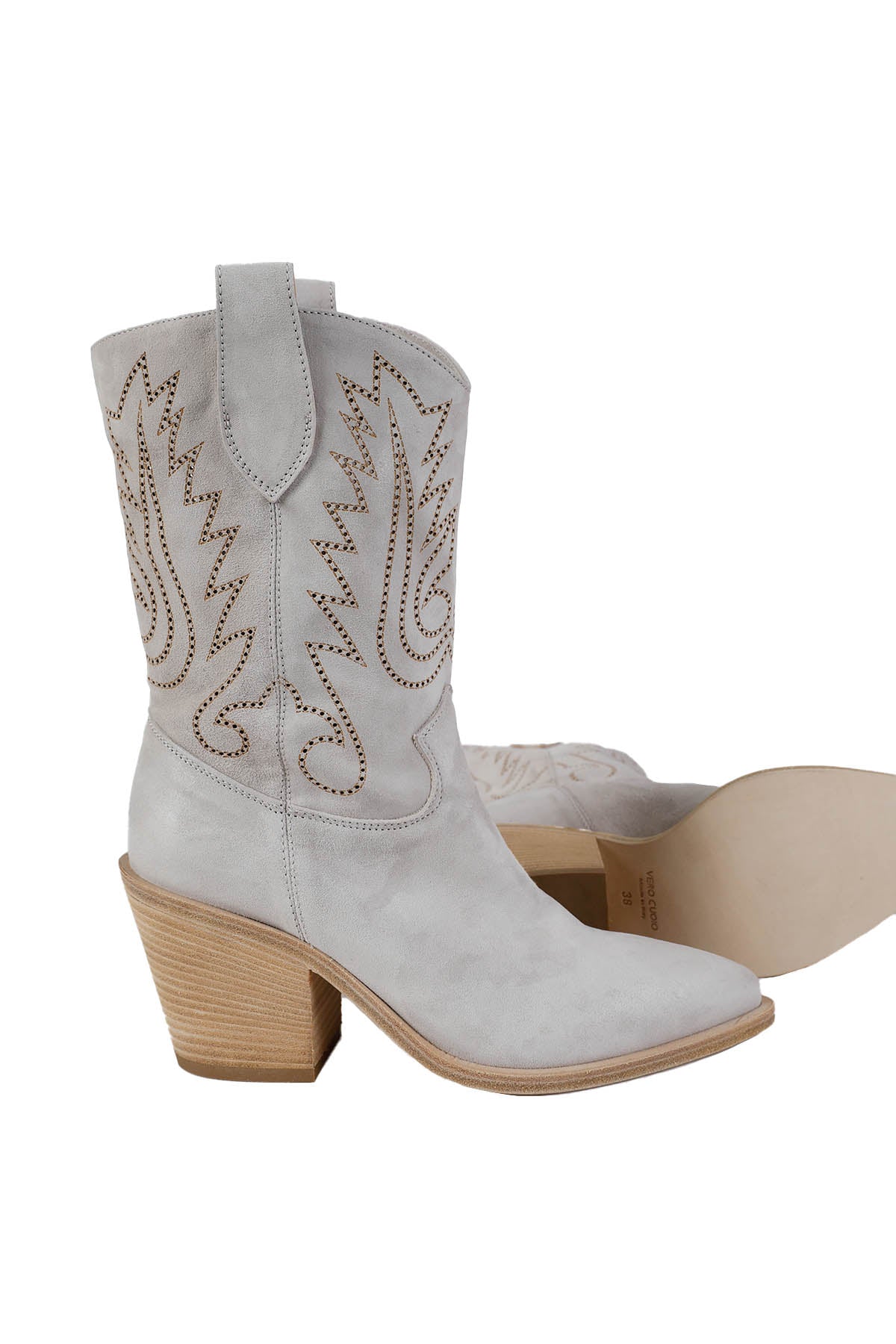 Fruit Western Topuklu Sivri Burun Nubuk Çizme-Libas Trendy Fashion Store