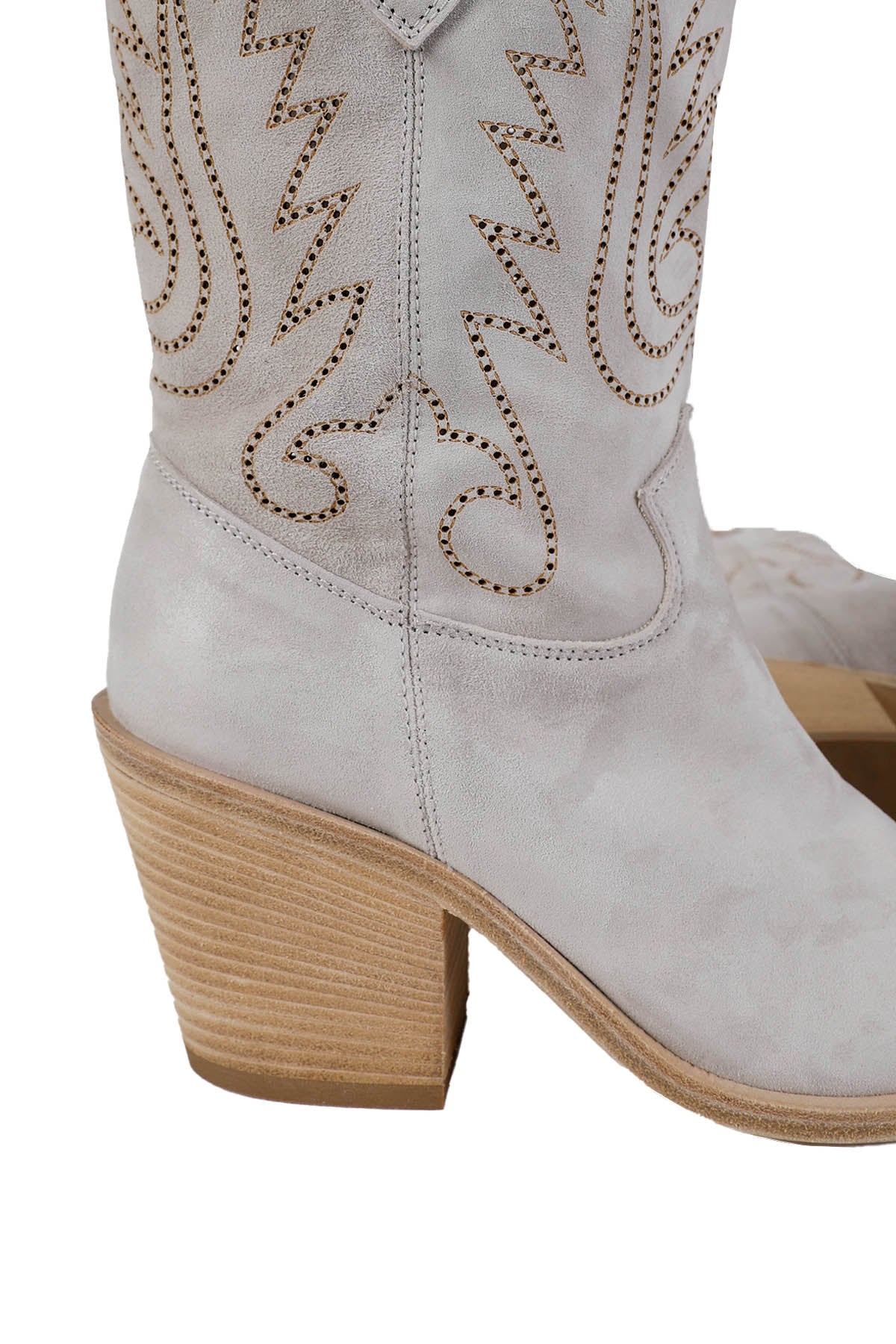 Fruit Western Topuklu Sivri Burun Nubuk Çizme-Libas Trendy Fashion Store