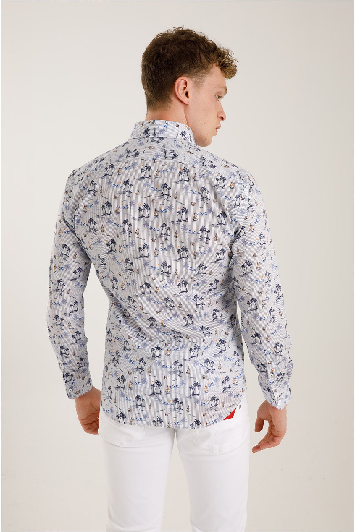 Poggianti Klasik Yaka Palmiye Desenli Pisa Gömlek-Libas Trendy Fashion Store