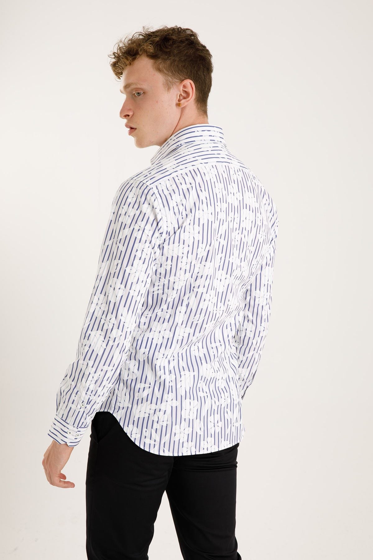 Poggianti Klasik Yaka Çizgili Firenze Gömlek-Libas Trendy Fashion Store