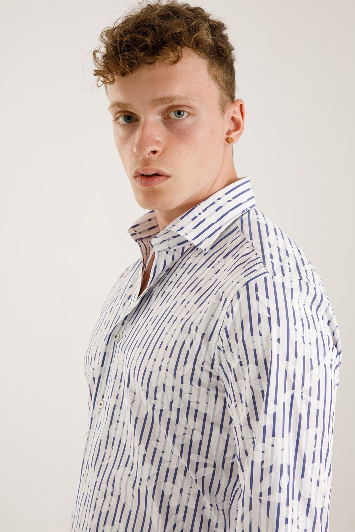 Poggianti Klasik Yaka Çizgili Firenze Gömlek-Libas Trendy Fashion Store