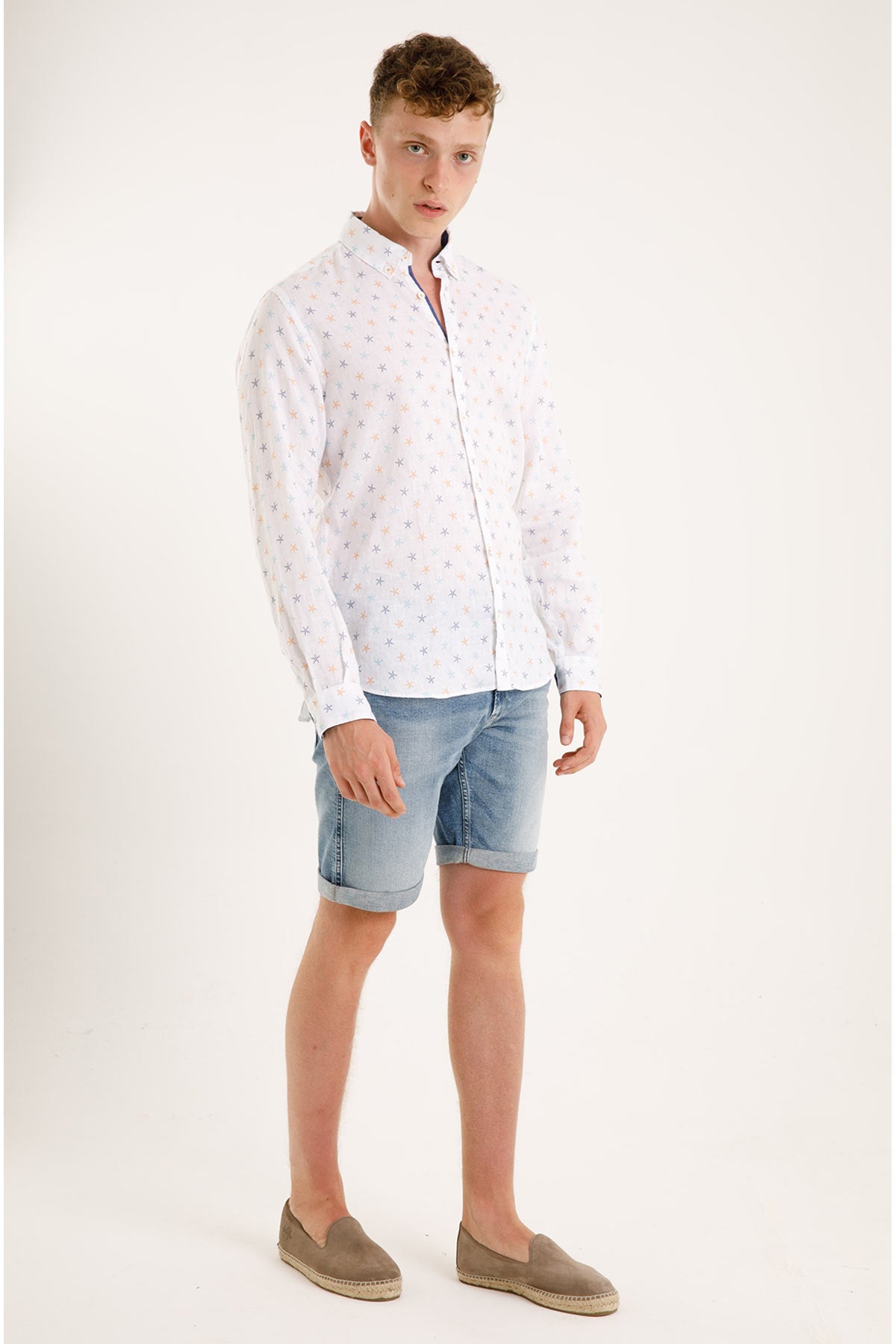 Poggianti Düğmeli Yaka Yıldız Desenli Galleno Gömlek-Libas Trendy Fashion Store