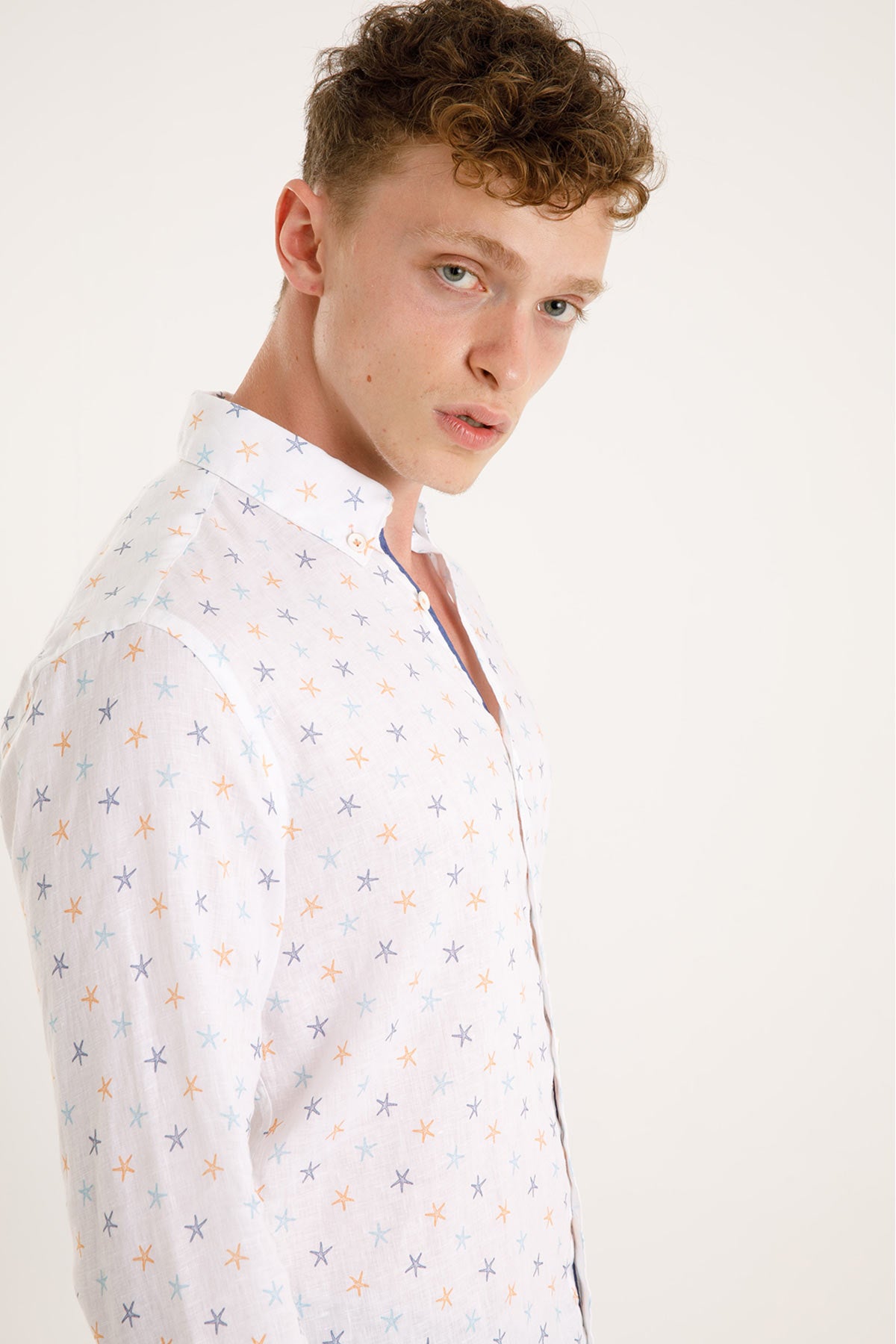 Poggianti Düğmeli Yaka Yıldız Desenli Galleno Gömlek-Libas Trendy Fashion Store