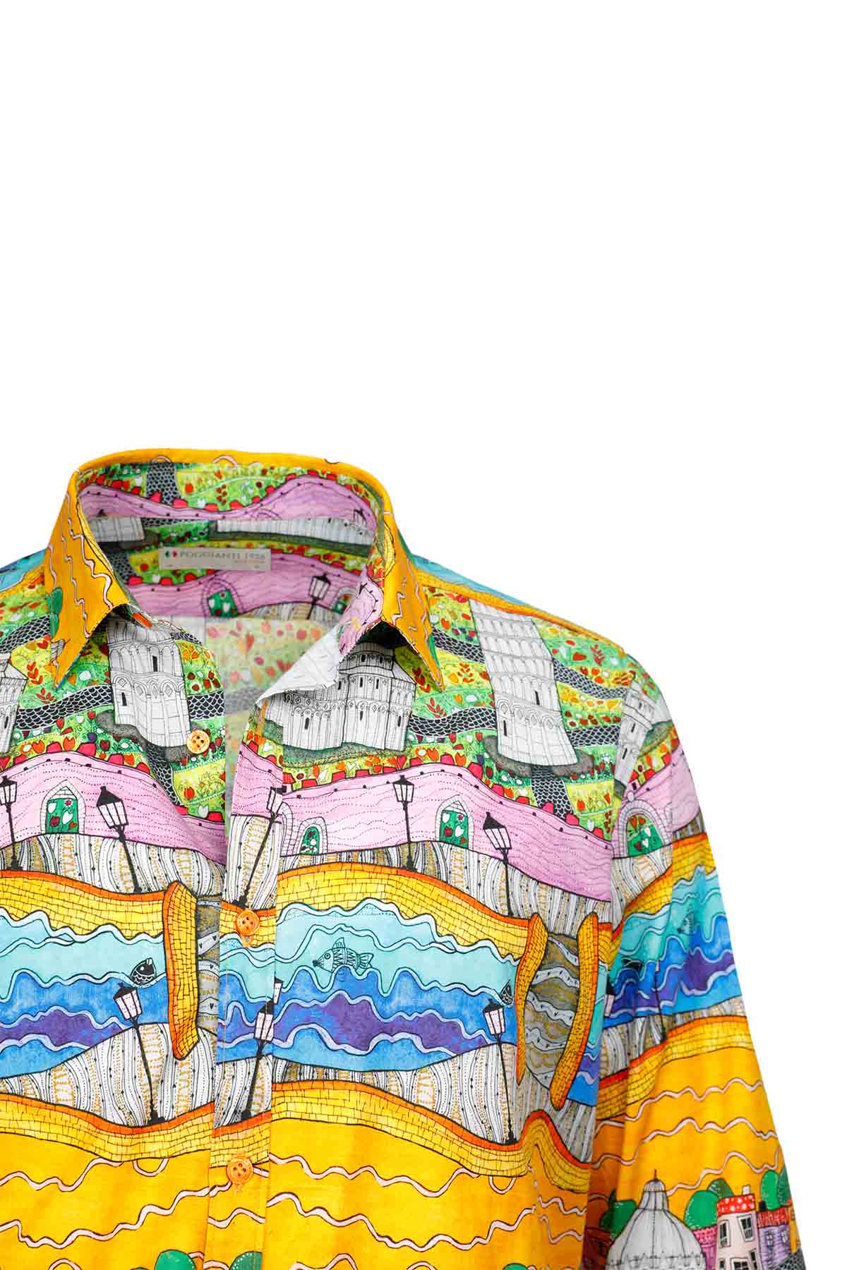 Poggianti Klasik Yaka Şehir Desenli Pisa Gömlek-Libas Trendy Fashion Store