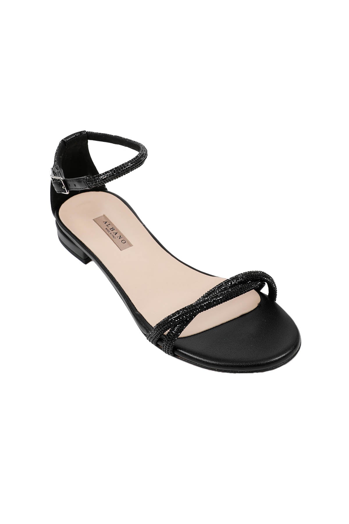 Albano Siyah Taş Aksesuarlı Sandalet-Libas Trendy Fashion Store