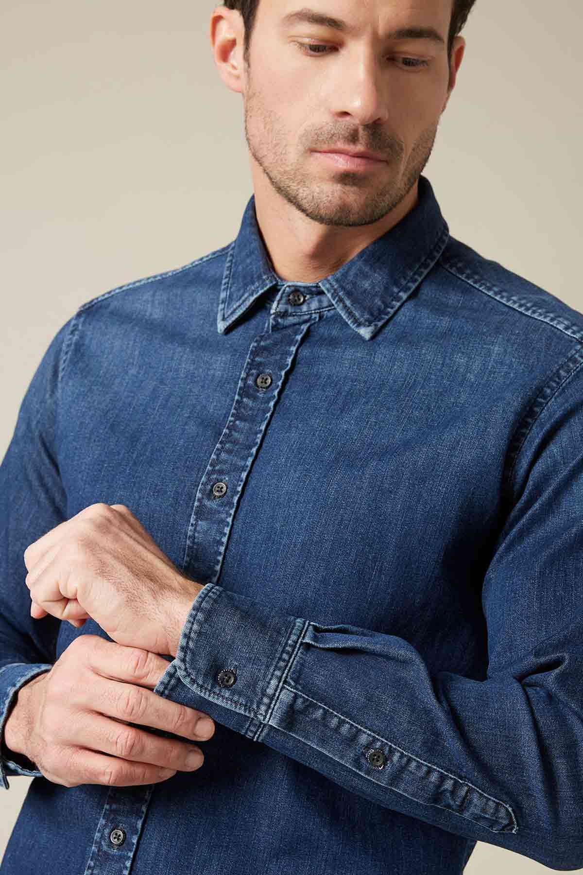 7 For All Mankind Slim Fit Denim Gömlek-Libas Trendy Fashion Store