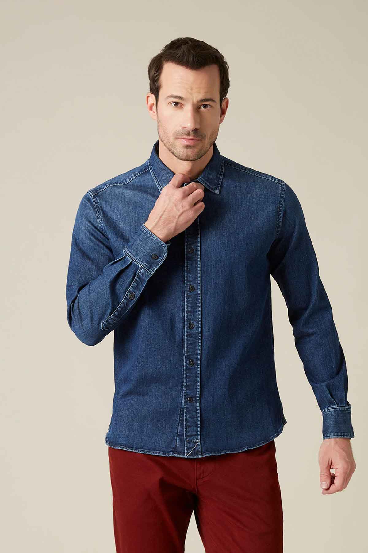 7 For All Mankind Slim Fit Denim Gömlek-Libas Trendy Fashion Store