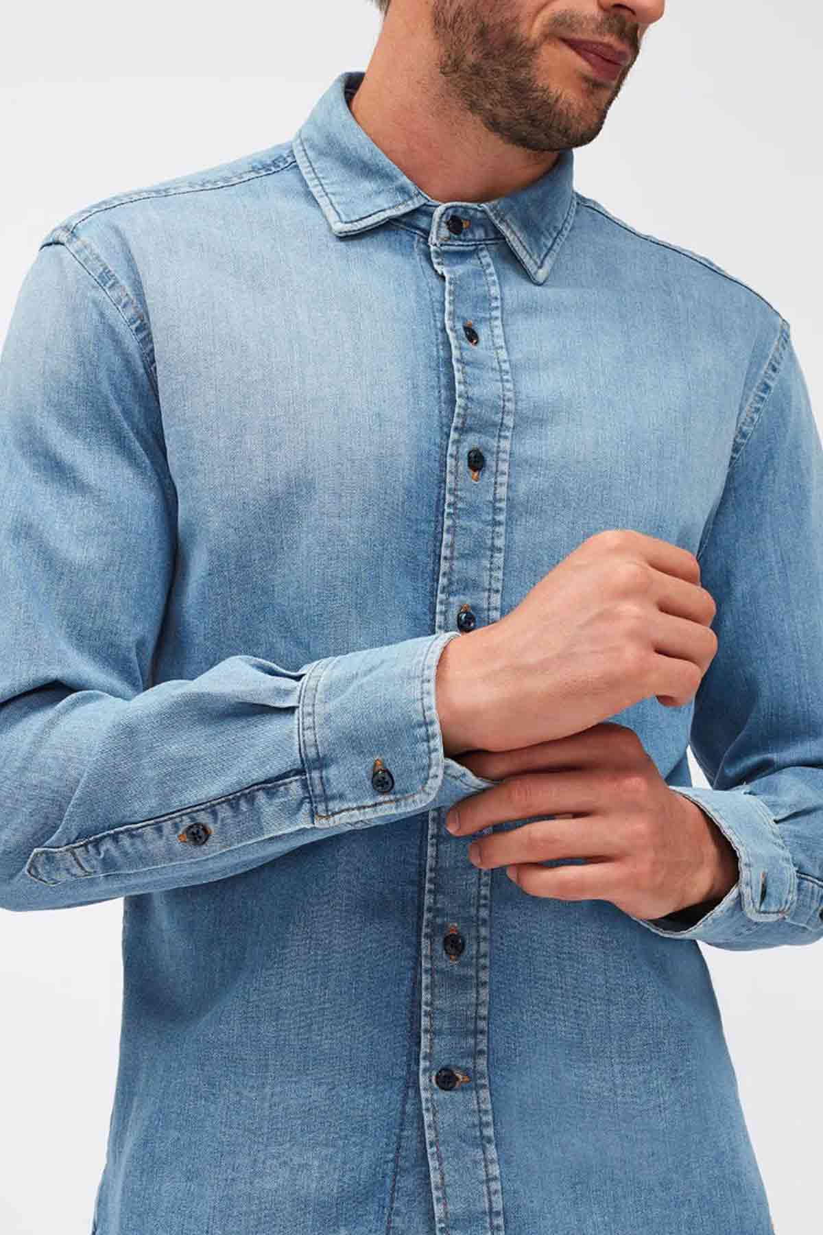 7 For All Mankind Slim Fit Super Stretch Denim Gömlek-Libas Trendy Fashion Store