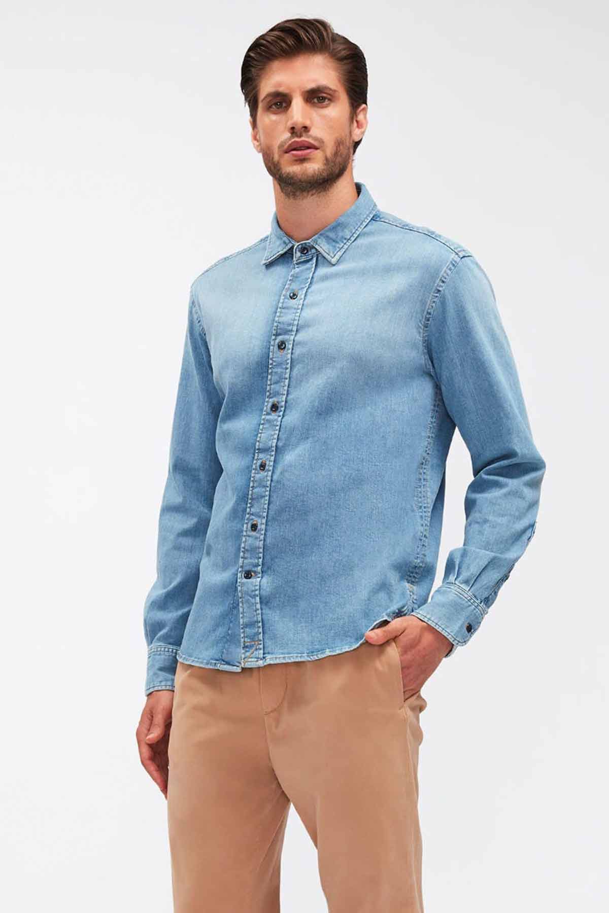 7 For All Mankind Slim Fit Super Stretch Denim Gömlek-Libas Trendy Fashion Store