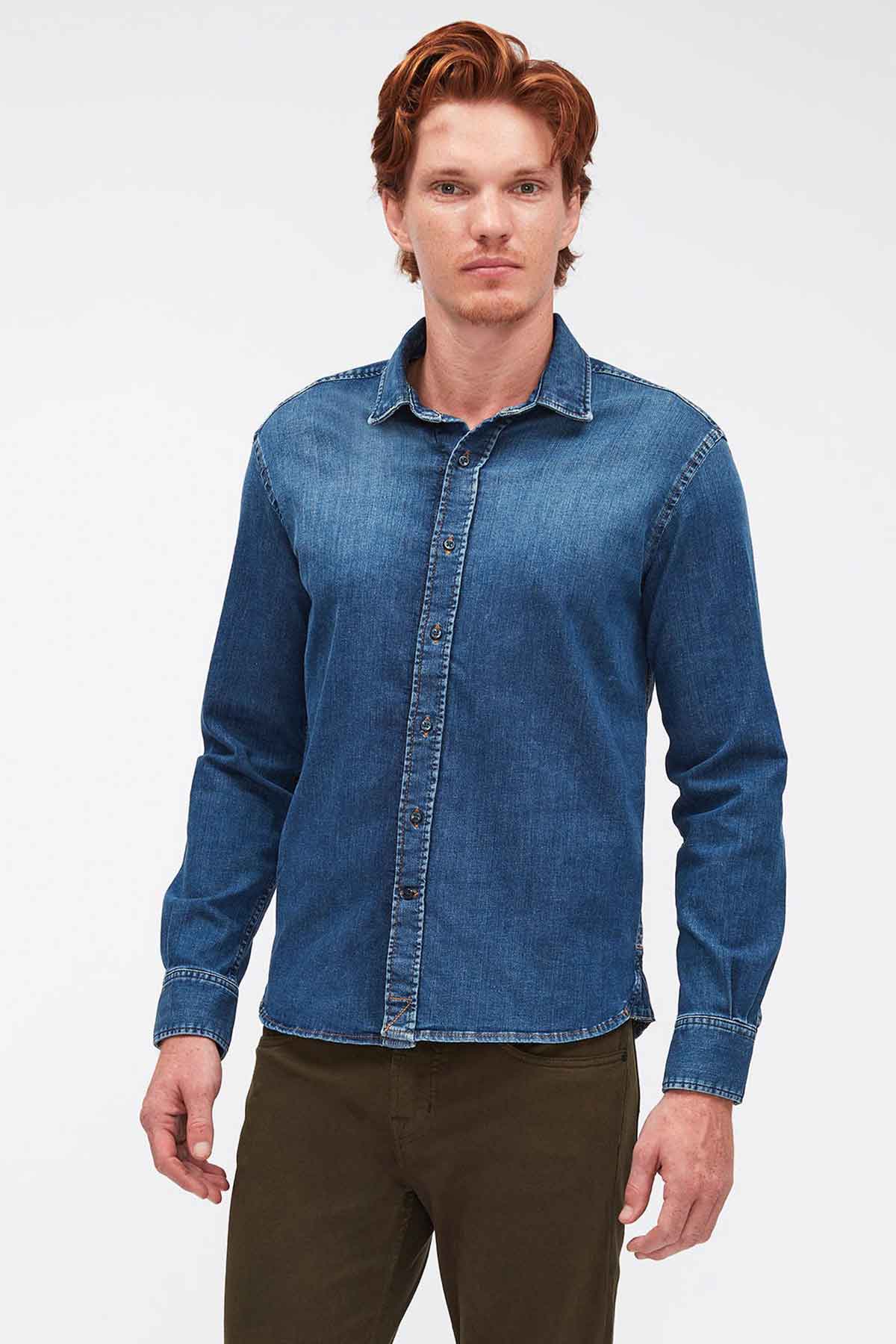 7 For All Mankind Slim Fit Super Stretch Denim Gömlek-Libas Trendy Fashion Store