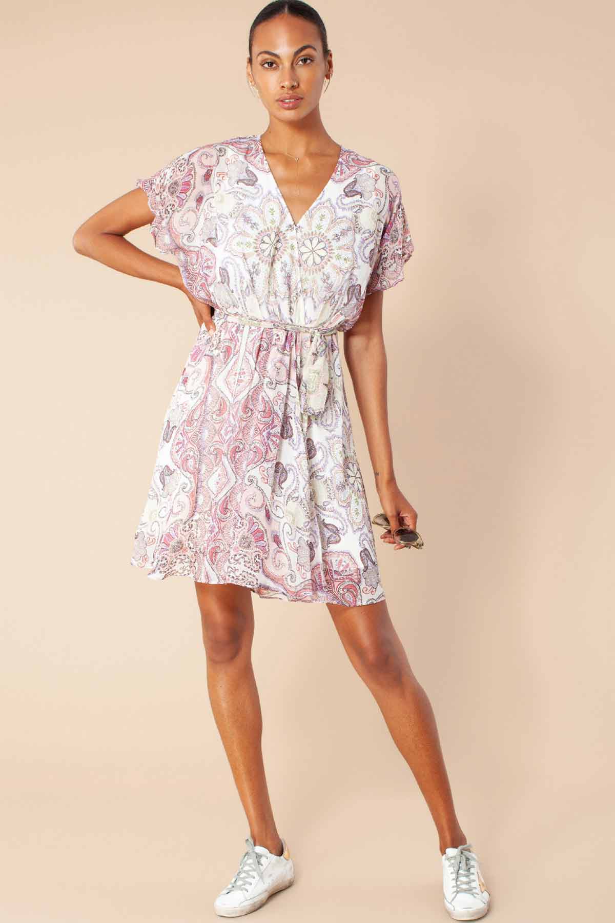 Hale Bob Belden Kuşaklı Floral Desenli Elbise-Libas Trendy Fashion Store