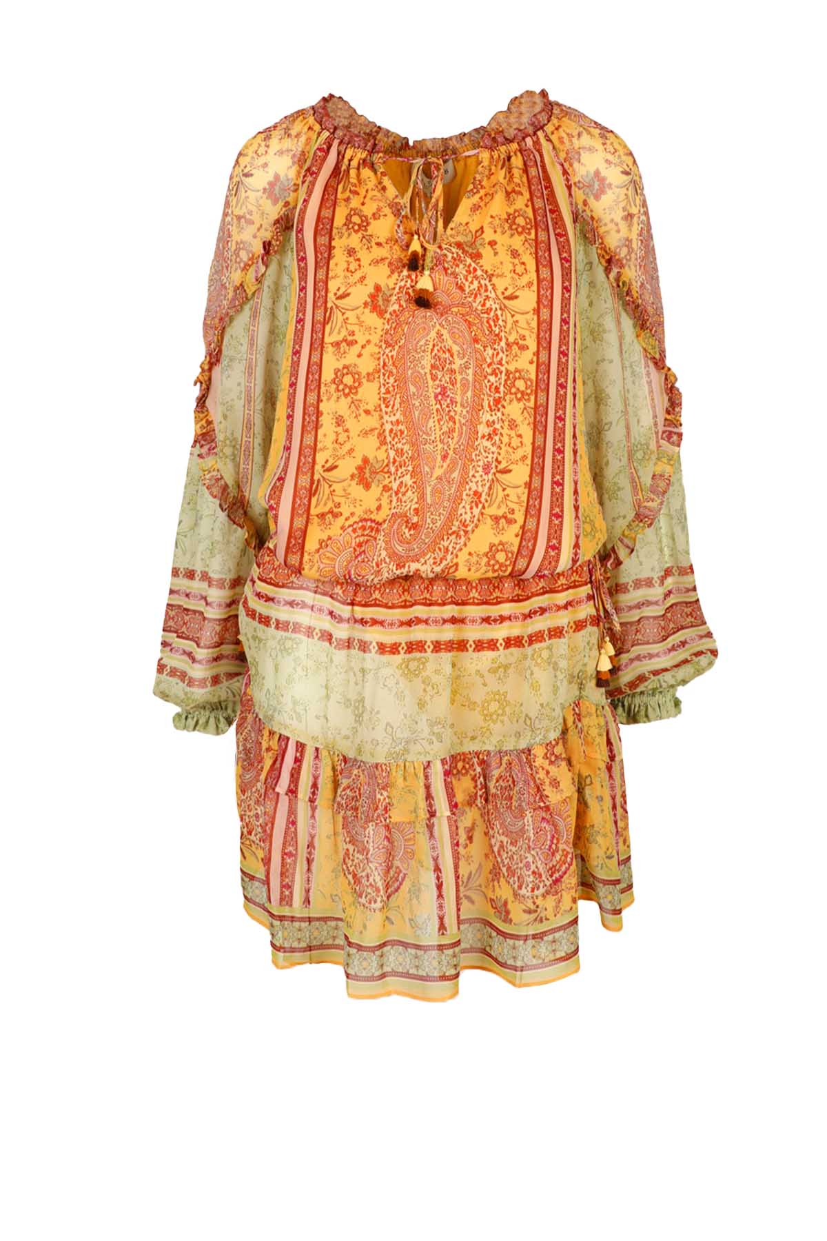 Hale Bob Çiçek Desenli Fırfır Detaylı Mini Elbise-Libas Trendy Fashion Store