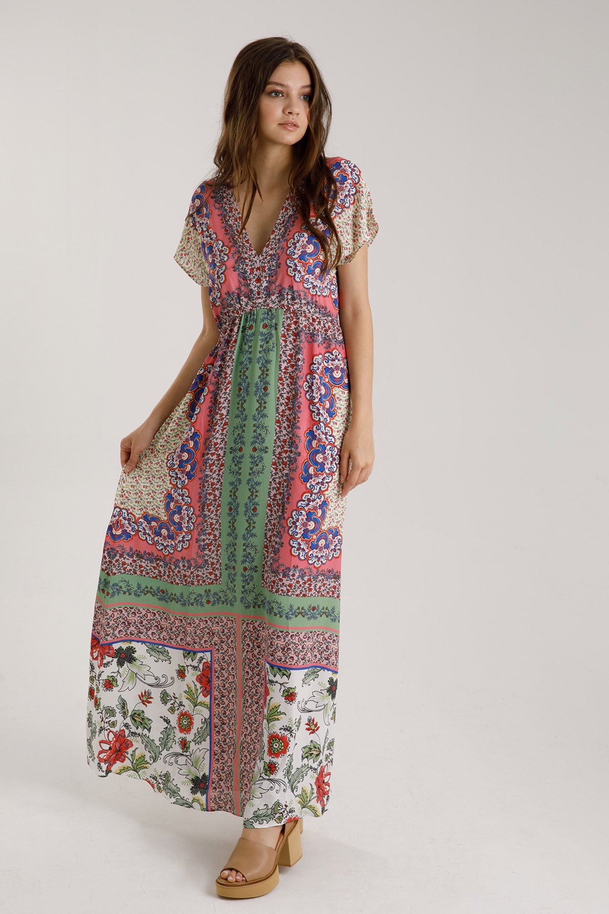 Hale Bob Çiçek Desenli Maxi Elbise-Libas Trendy Fashion Store