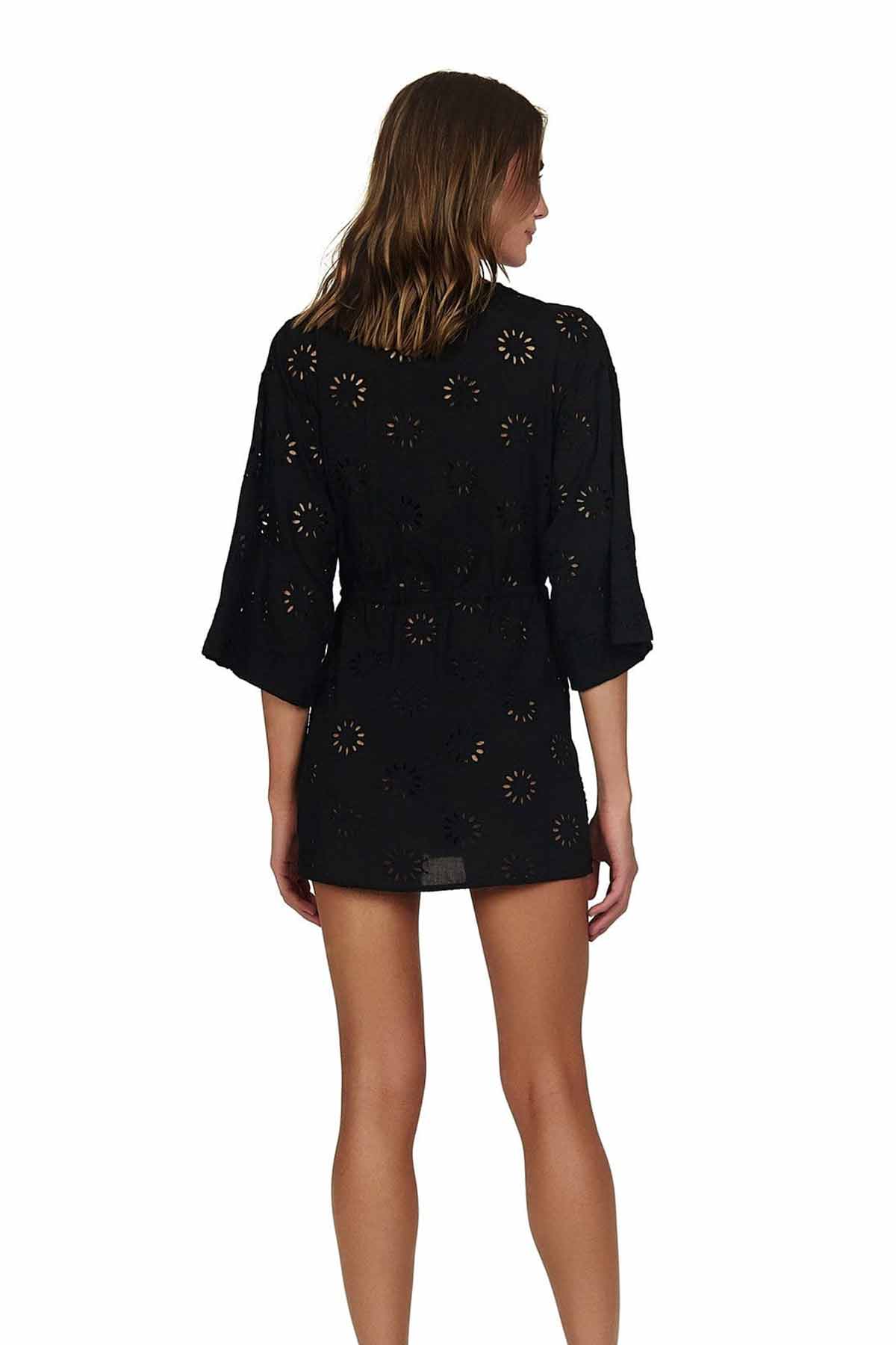 Vix Lazer Kesim Çiçek Desenli Mini Kimono-Libas Trendy Fashion Store