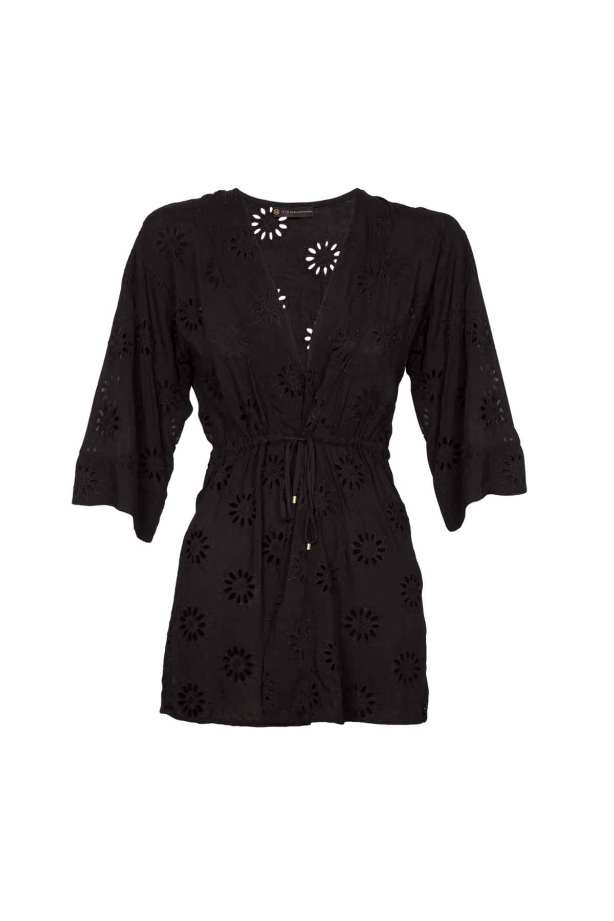 Vix Lazer Kesim Çiçek Desenli Mini Kimono-Libas Trendy Fashion Store