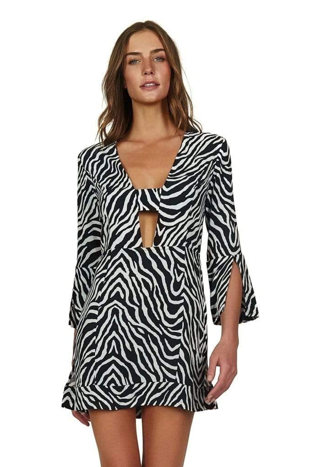 Vix Zebra Desenli Mini Elbise-Libas Trendy Fashion Store