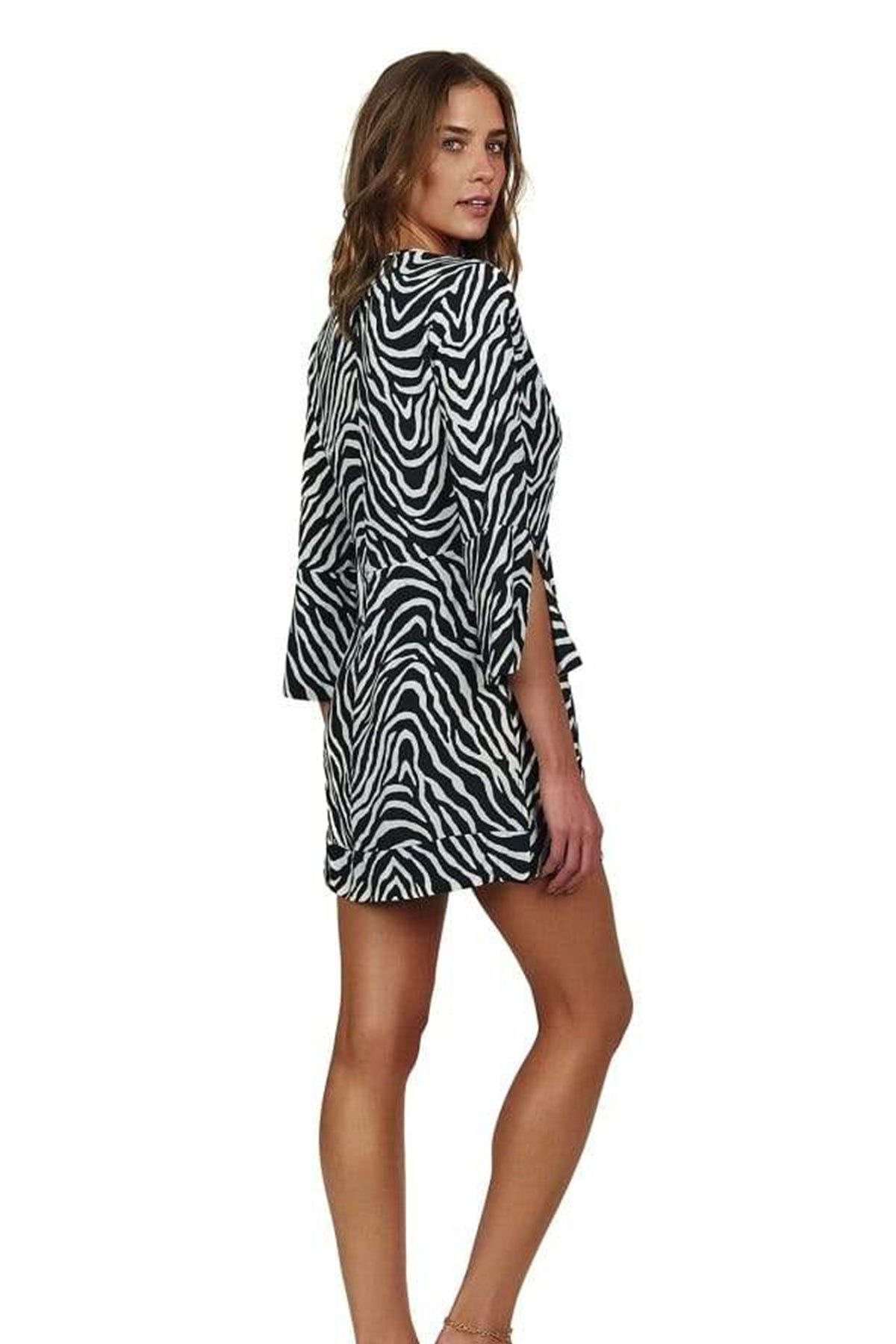Vix Zebra Desenli Mini Elbise-Libas Trendy Fashion Store