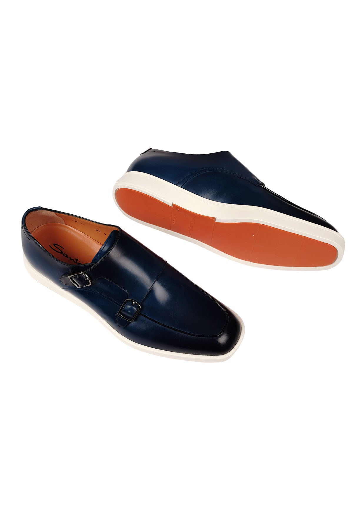 Santoni Çift Tokalı Küt Burun Monk Loafer Ayakkabı-Libas Trendy Fashion Store