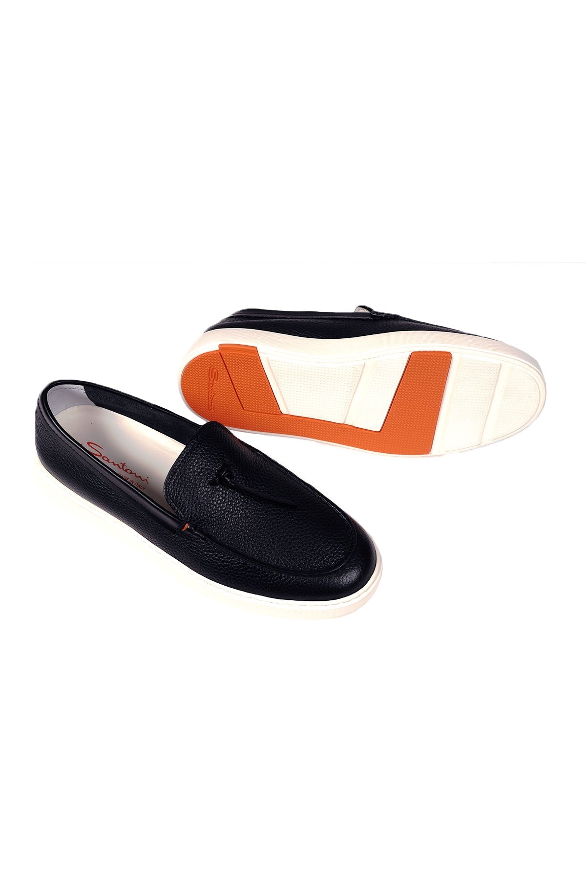 Santoni İnce Deri Püsküllü Loafer Ayakkabı