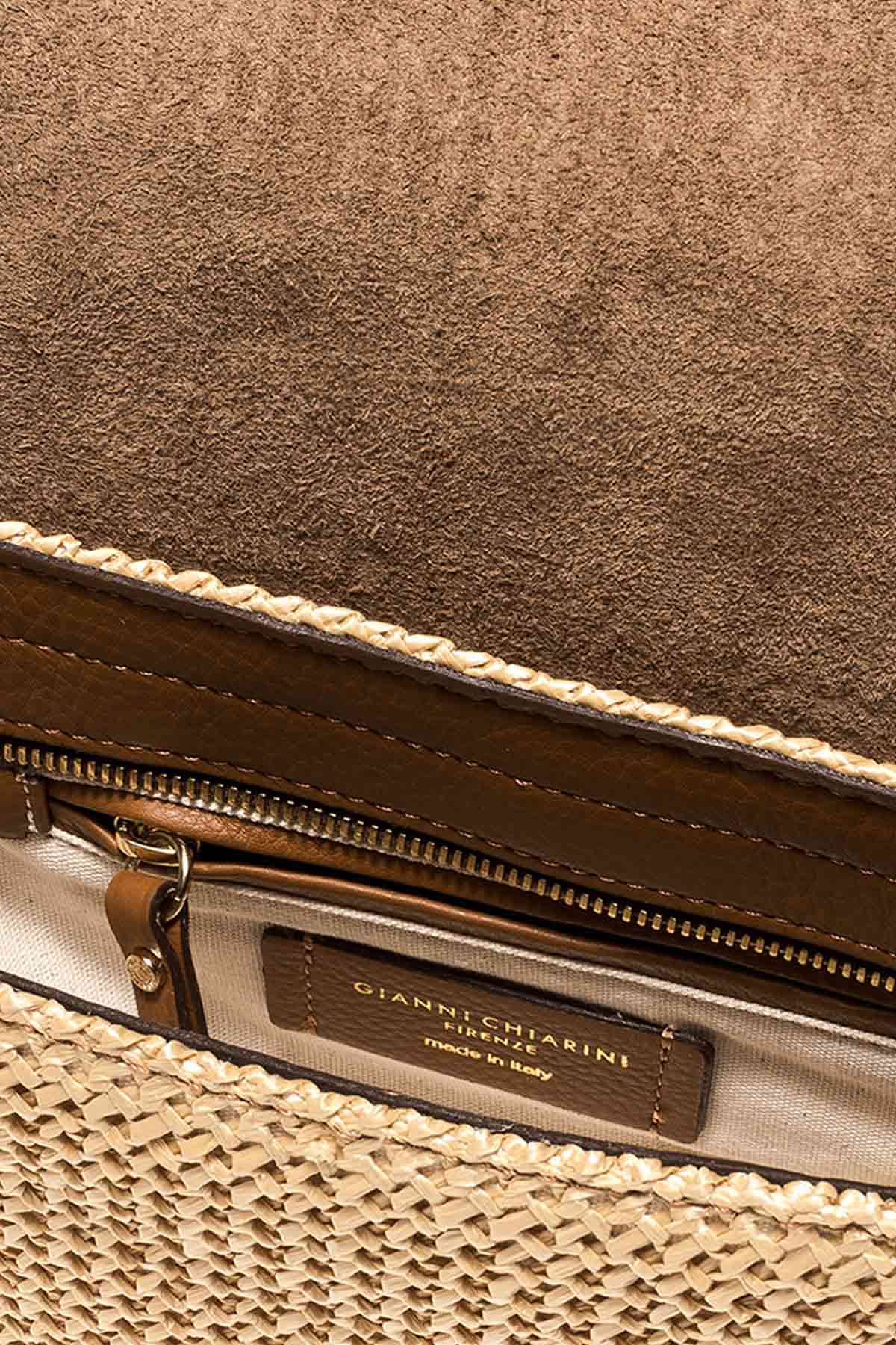 Gianni Chiarini Diana Deri Detaylı Hasır Örgü Çanta-Libas Trendy Fashion Store