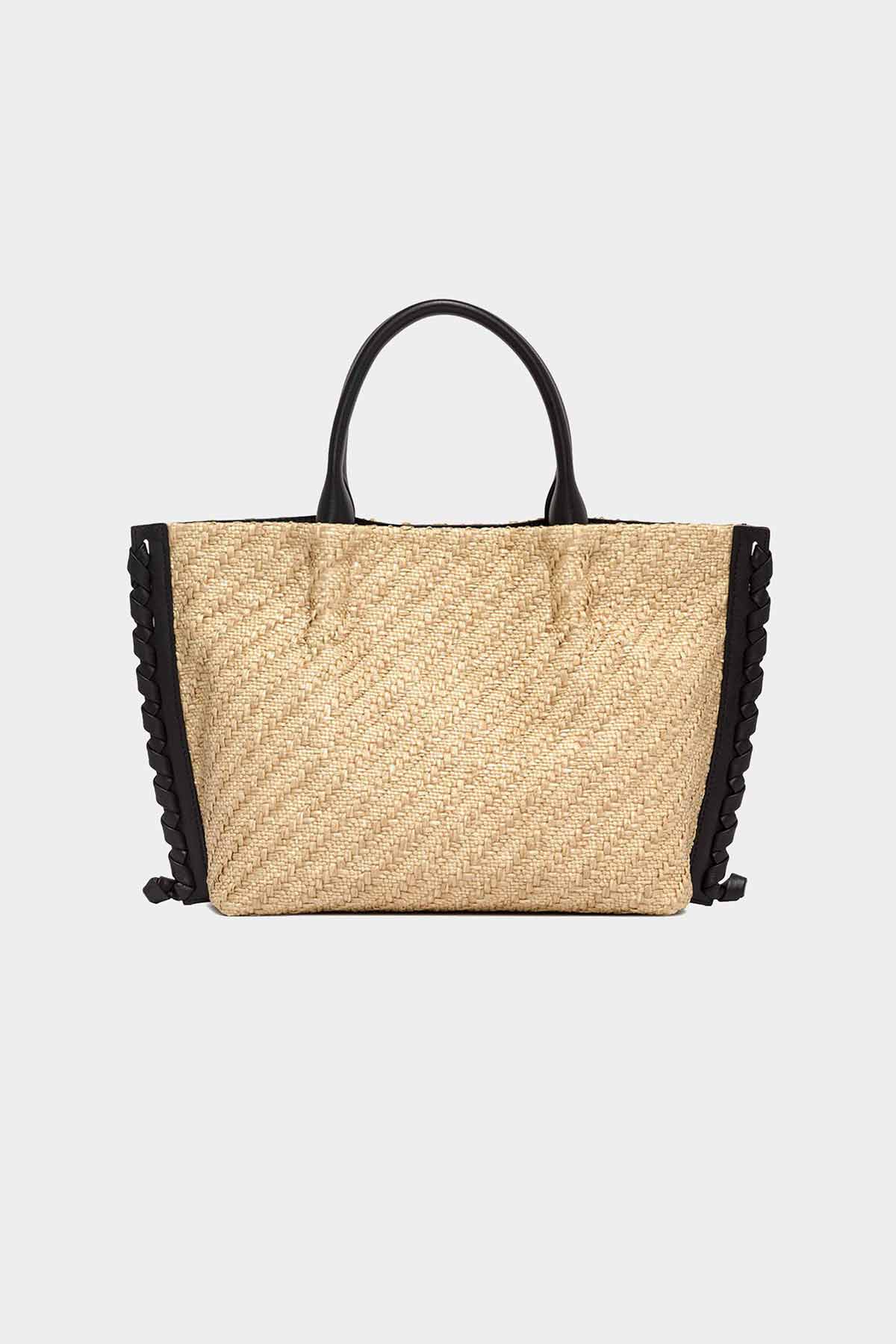 Gianni Chiarini Deri Detaylı Hasır Örgü Çanta-Libas Trendy Fashion Store