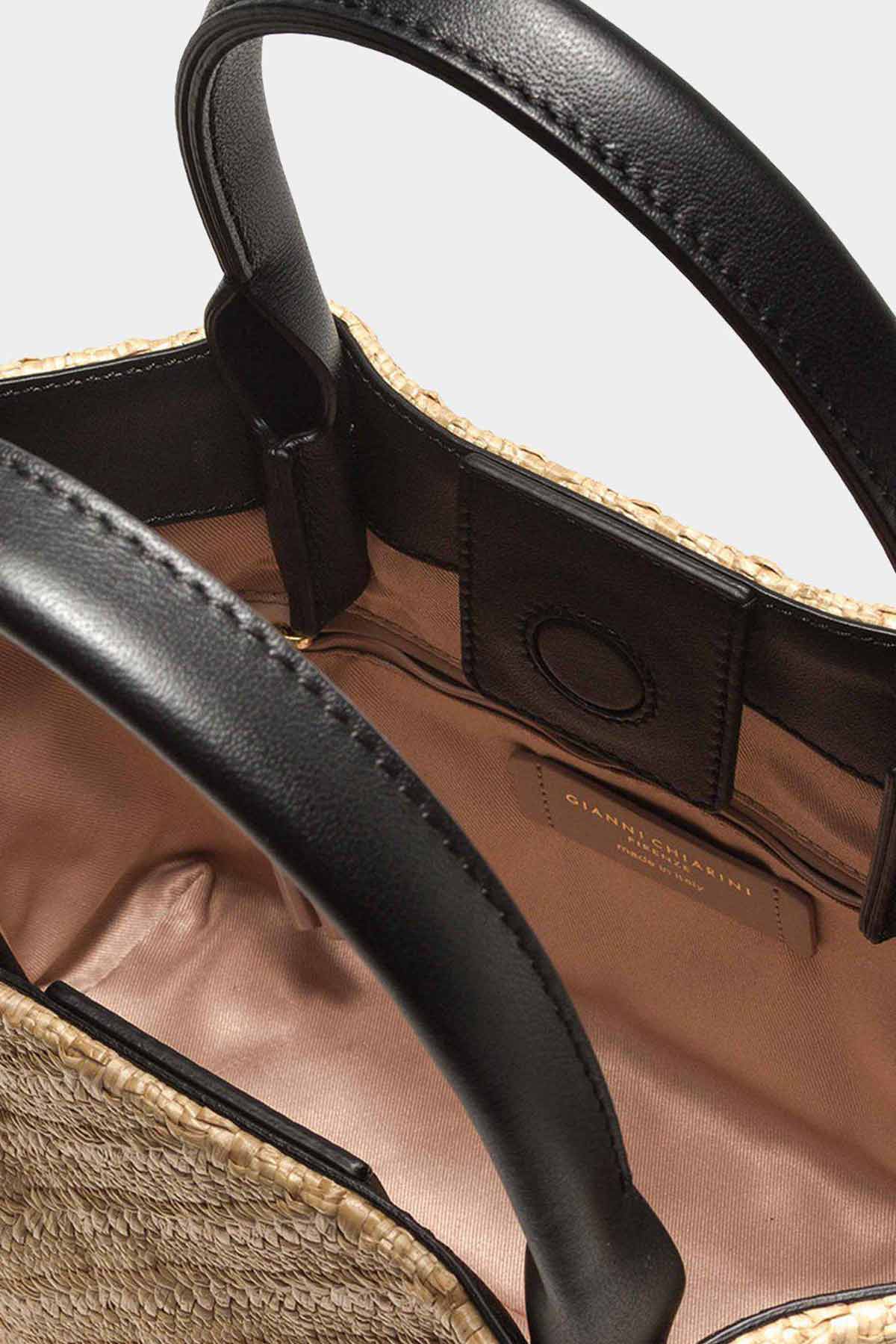 Gianni Chiarini Deri Detaylı Hasır Örgü Çanta-Libas Trendy Fashion Store