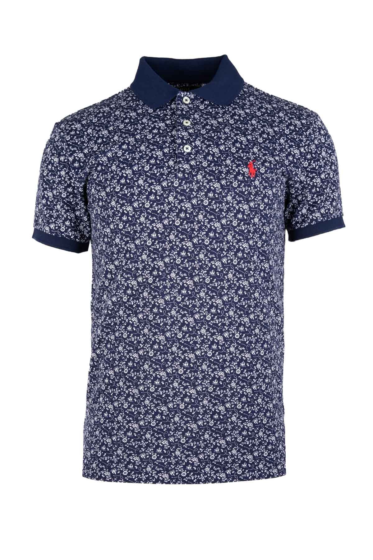 Polo Ralph Lauren Marine Desenli Polo Yaka T-shirt-Libas Trendy Fashion Store