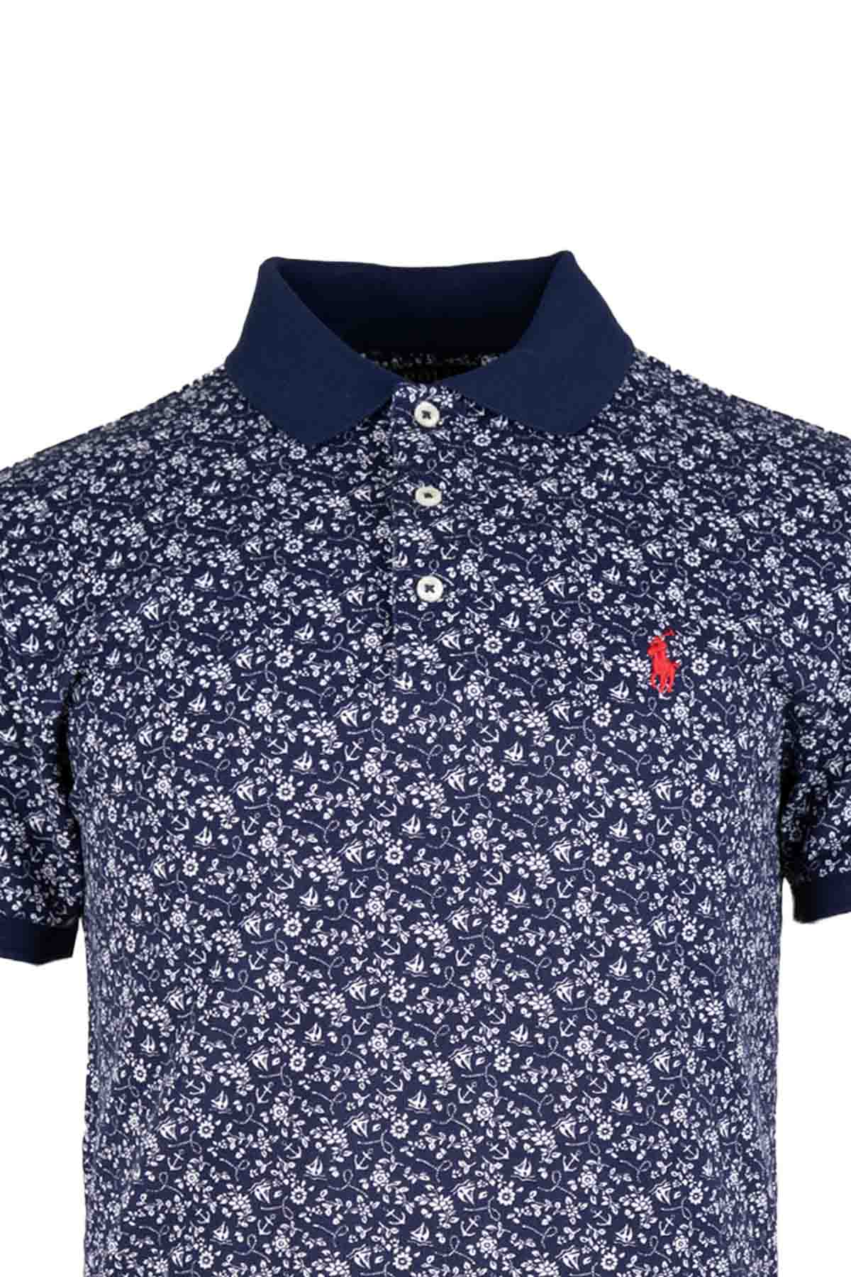 Polo Ralph Lauren Marine Desenli Polo Yaka T-shirt-Libas Trendy Fashion Store